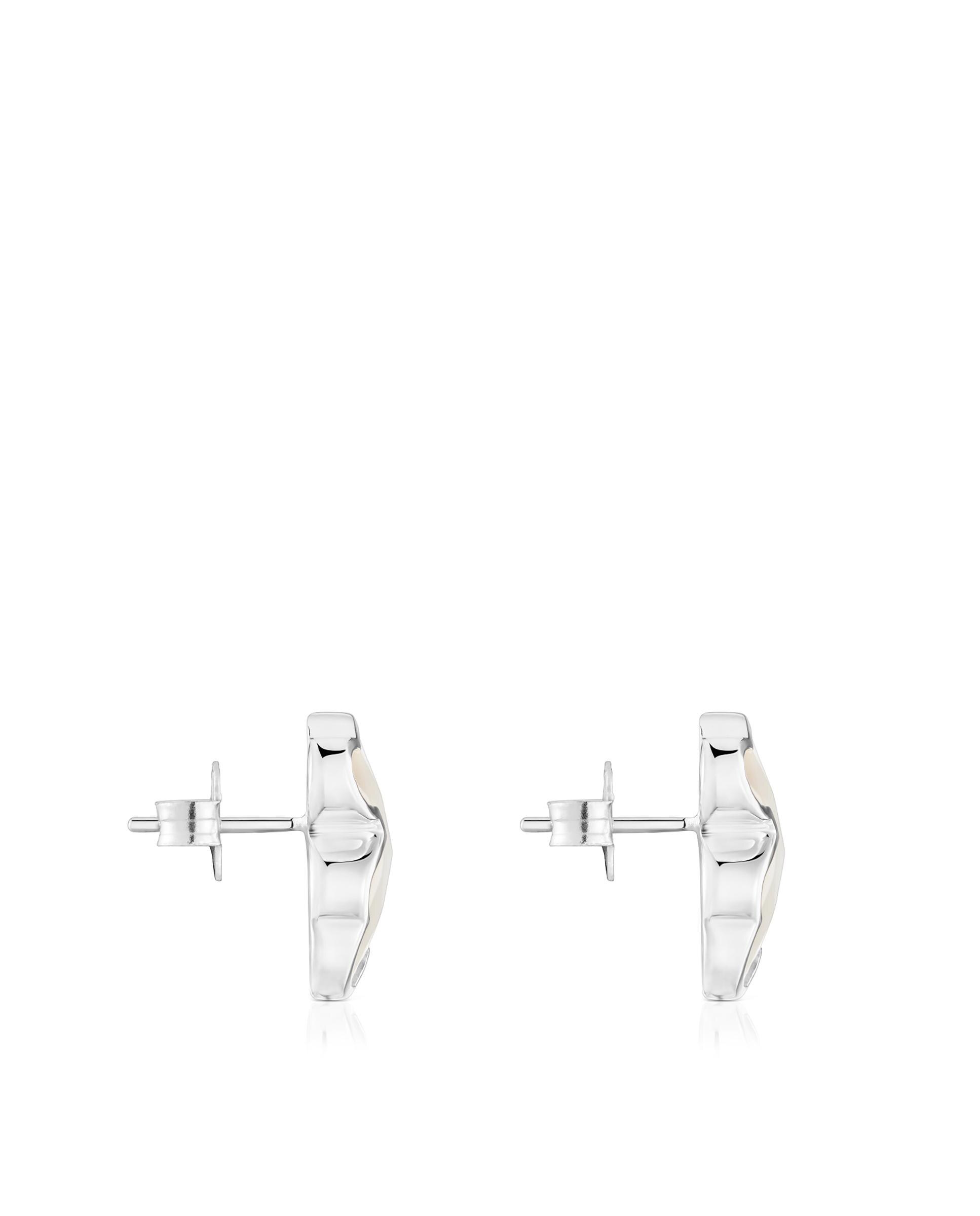 Brincos Icon Cor Urso de Prata e Madrepérola 16 Mm Branco-2