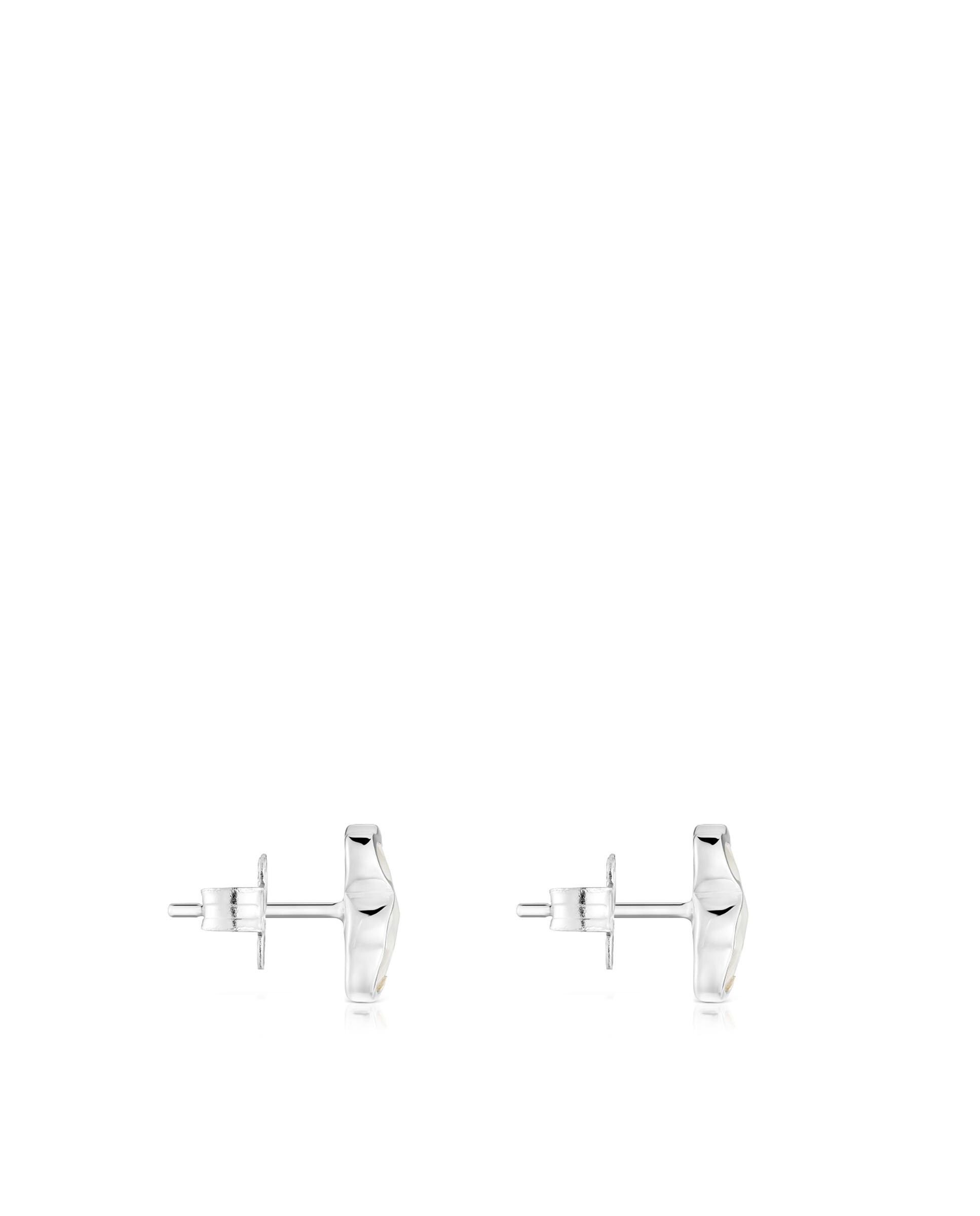 Brincos Icon Cor Urso de Prata e Madrepérola 10 Mm Branco-2