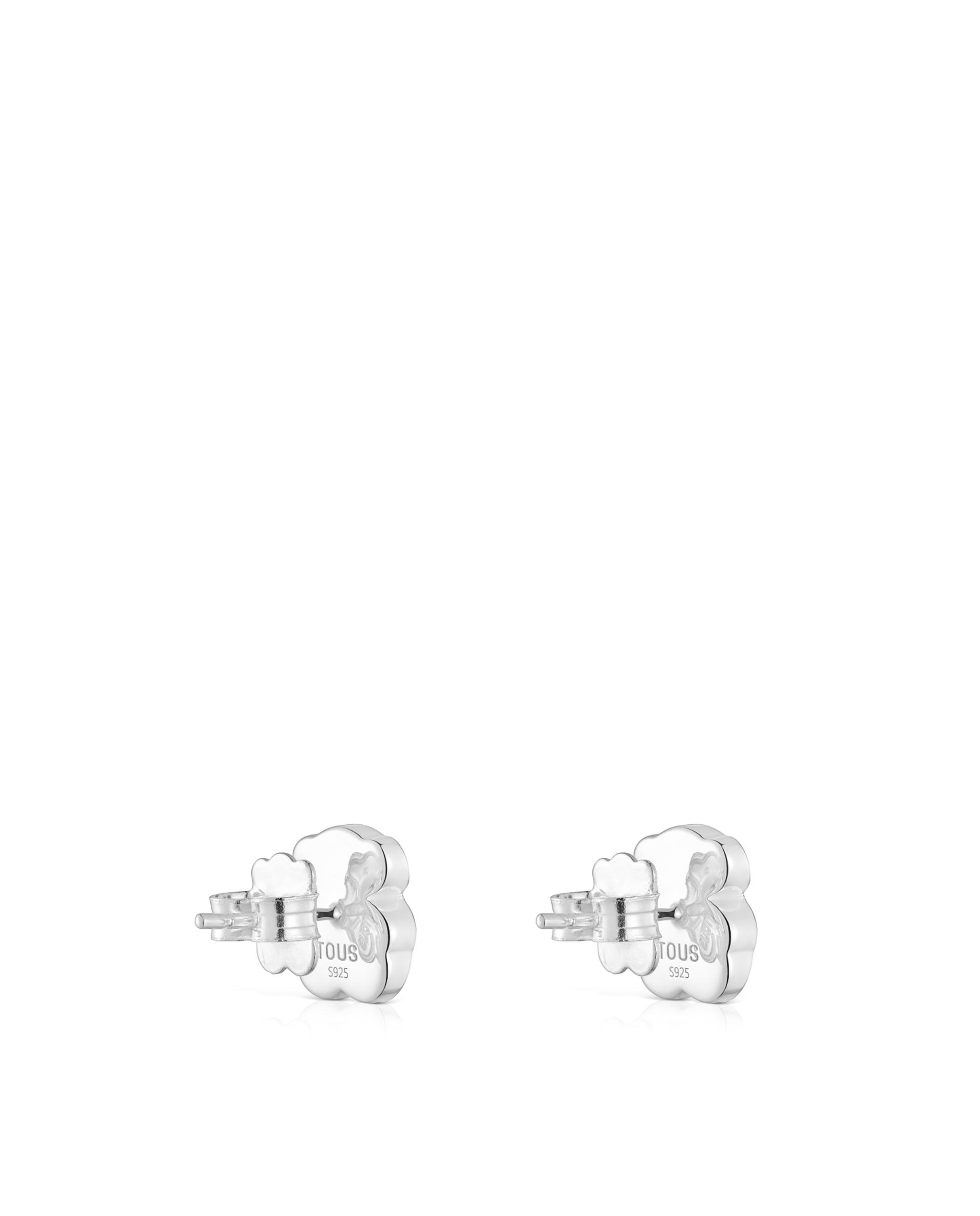 Brincos Icon Cor Urso de Prata e Madrepérola 10 Mm Branco-3