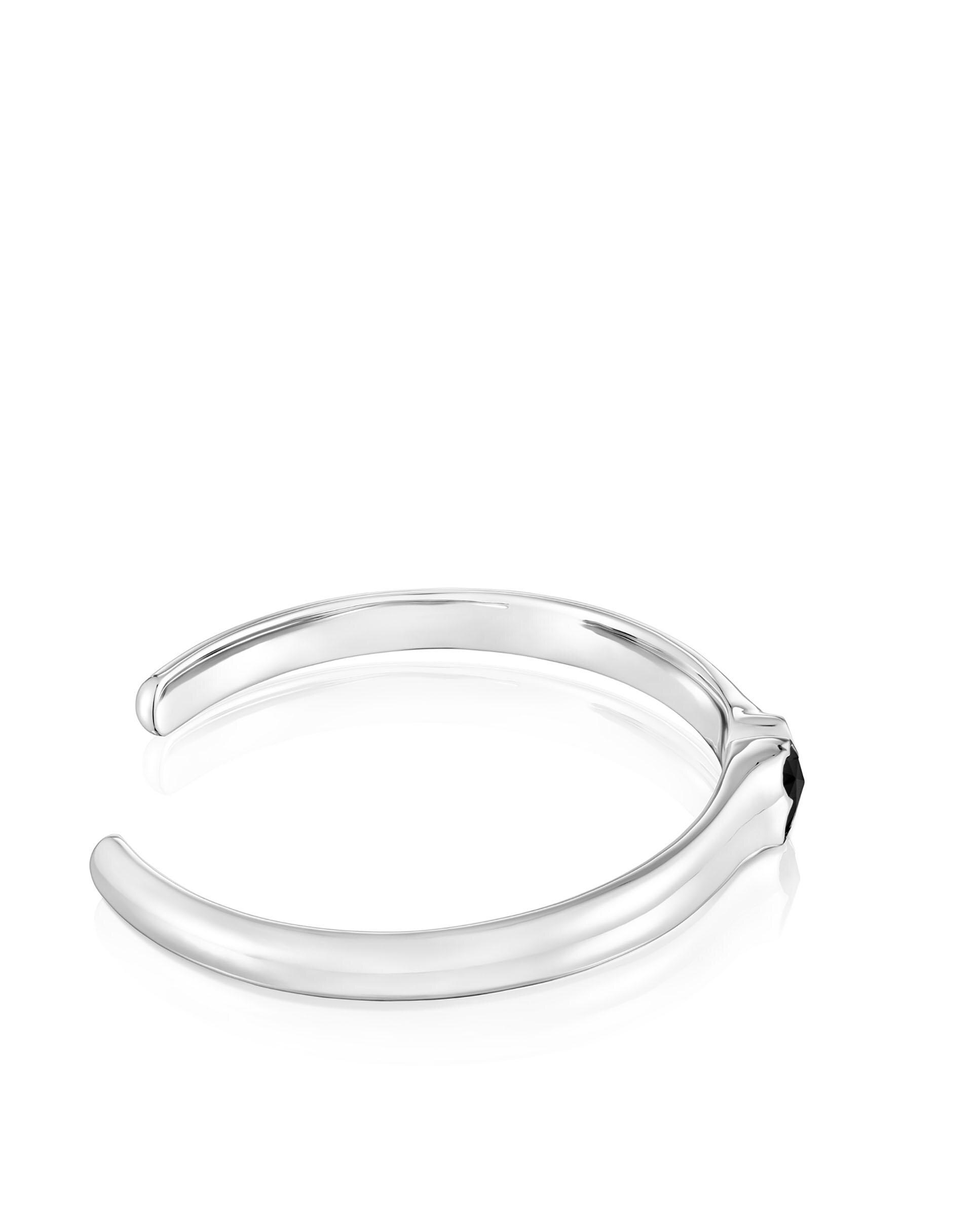 Bracelete Escrava Icon Color de Prata com Urso em Ónix 10 Mm Preto-2