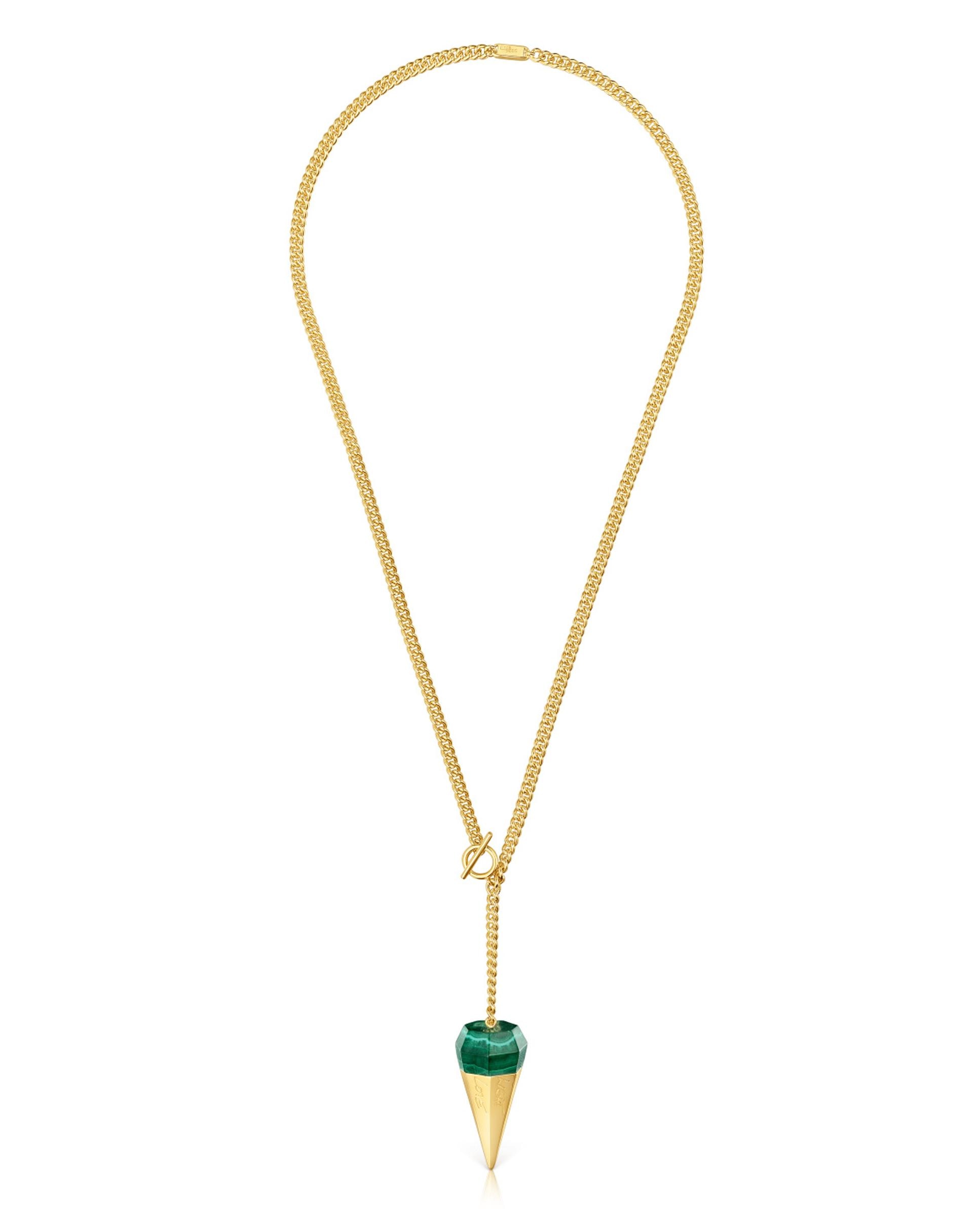 Imagem 0 de Pendente Lea Colombo X Tous Curto Banhado em Ouro 18 Kt Sobre Prata com Malaquita