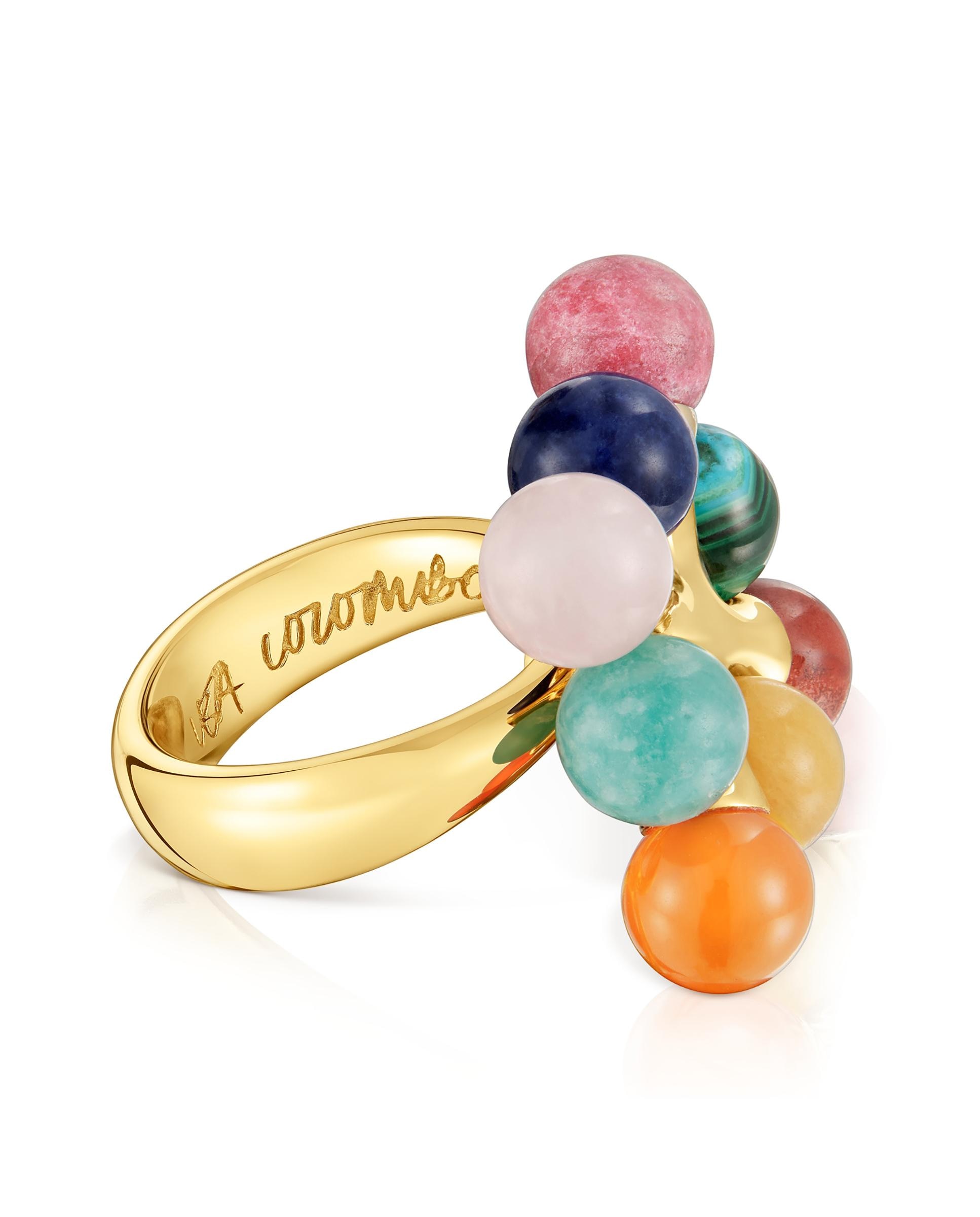 Anel Lea Colombo X Tous Banhado em Ouro 18 Kt Sobre Prata com Multigem Multicolor-3