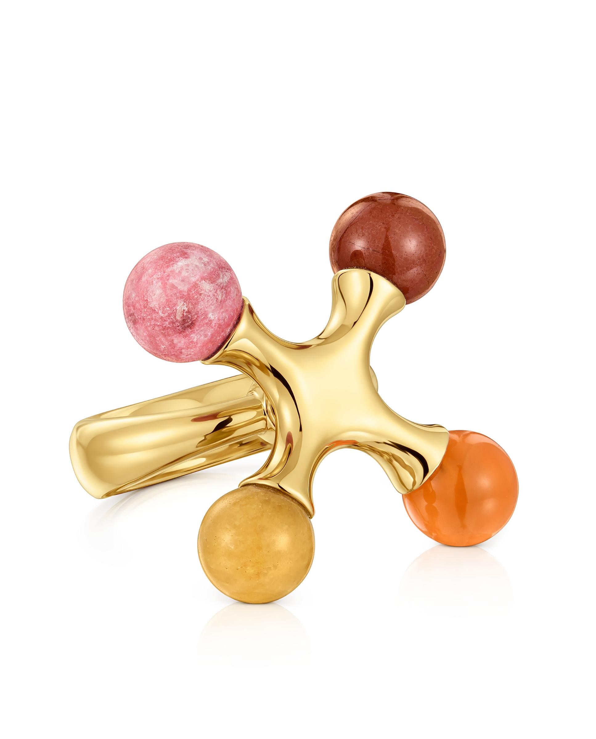 Anel Lea Colombo X Tous Banhado a Ouro 18 Kt Sobre Prata com Gemas Multicolor-1