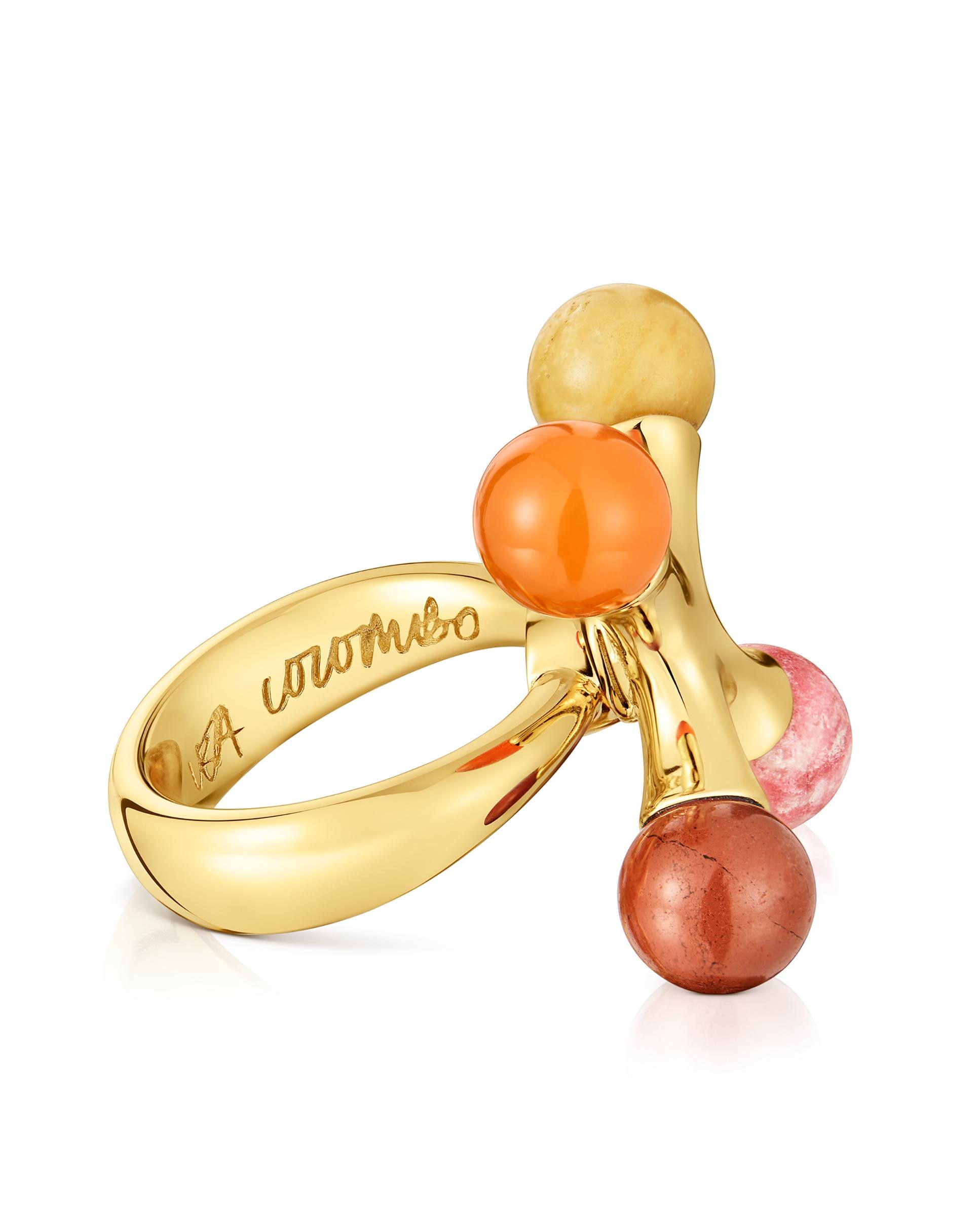 Anel Lea Colombo X Tous Banhado a Ouro 18 Kt Sobre Prata com Gemas Multicolor-3