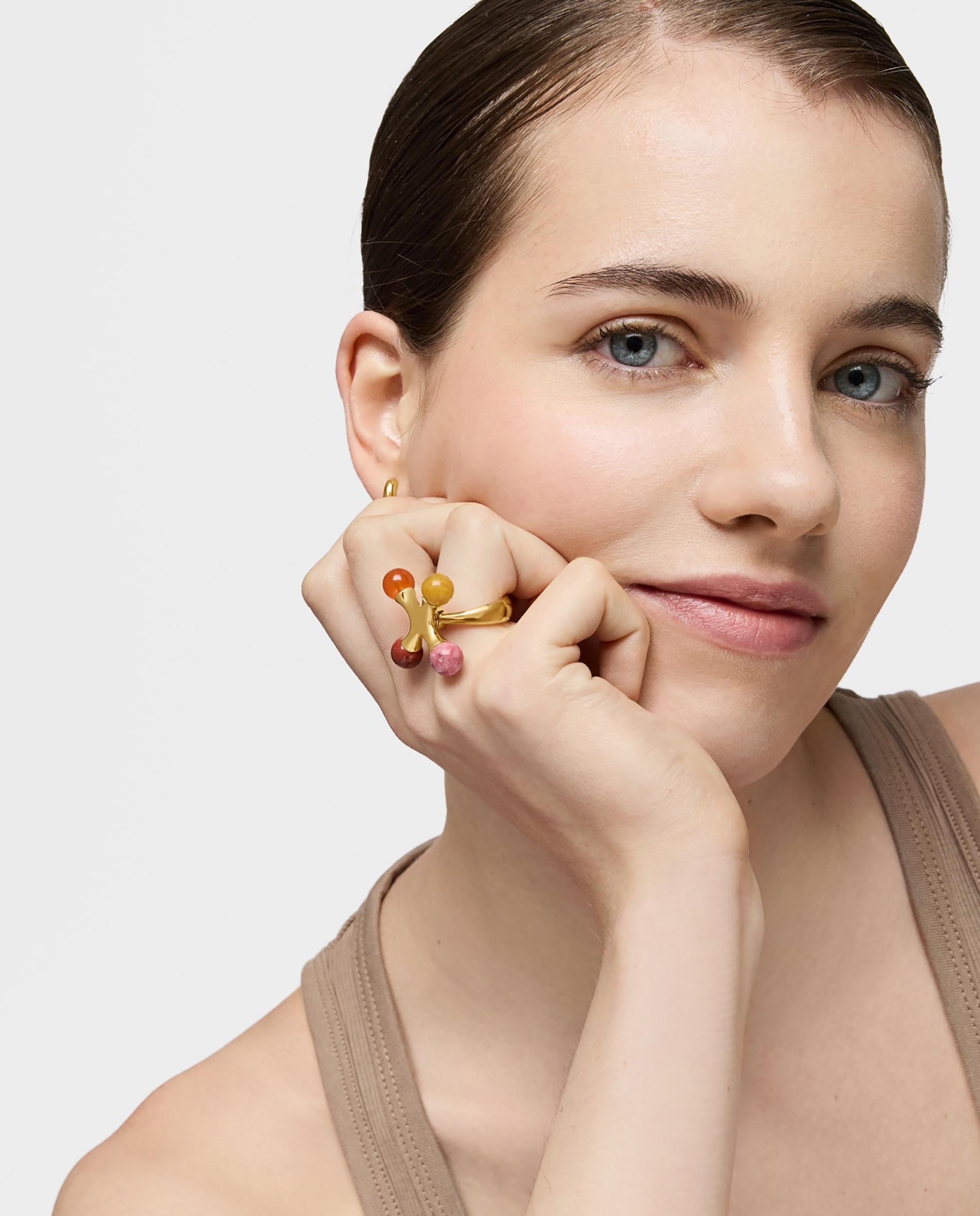 Anel Lea Colombo X Tous Banhado a Ouro 18 Kt Sobre Prata com Gemas Multicolor-4