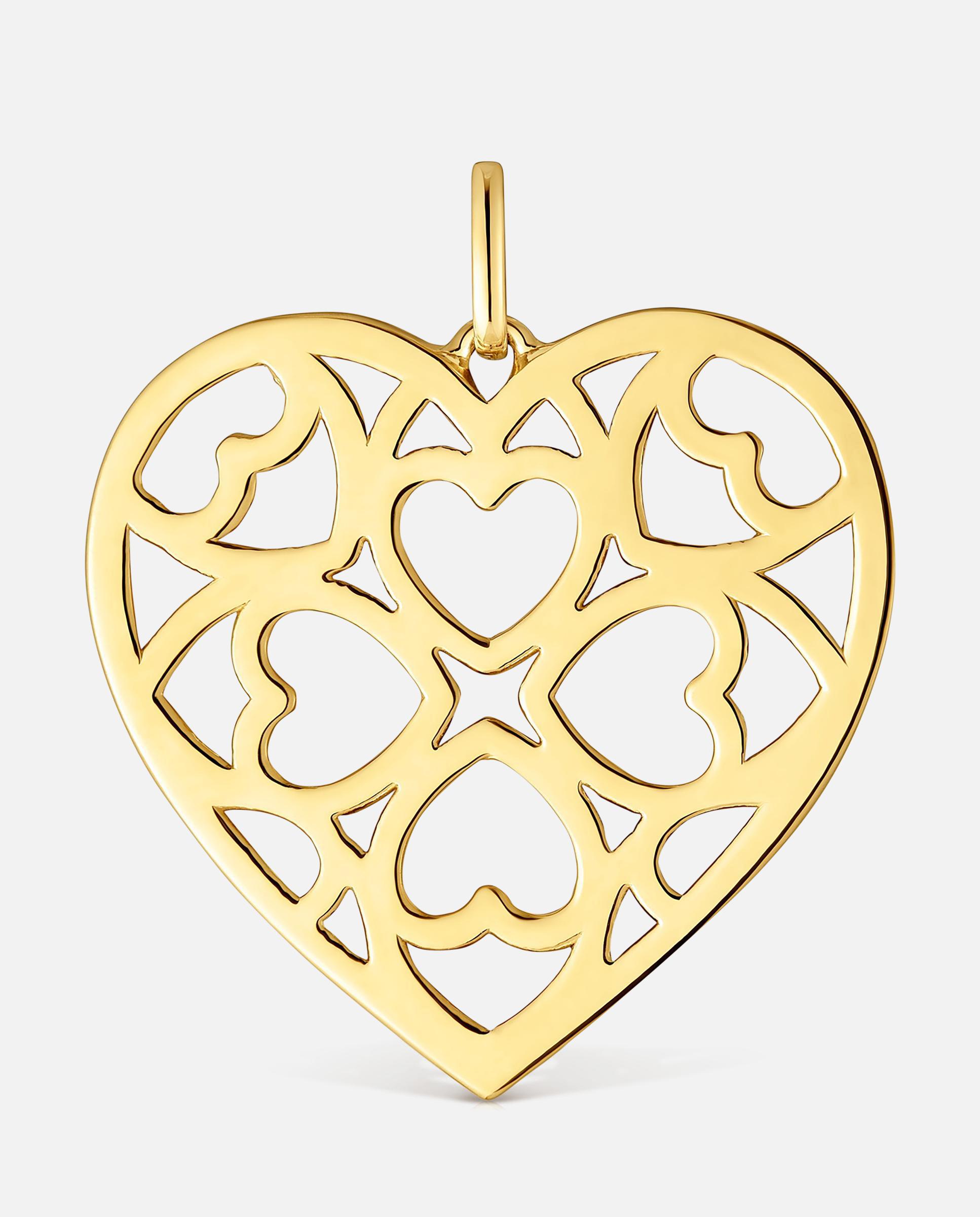 Pingente Medallions Coração Banhado em Ouro 18 kt sobre Prata Ouro-1