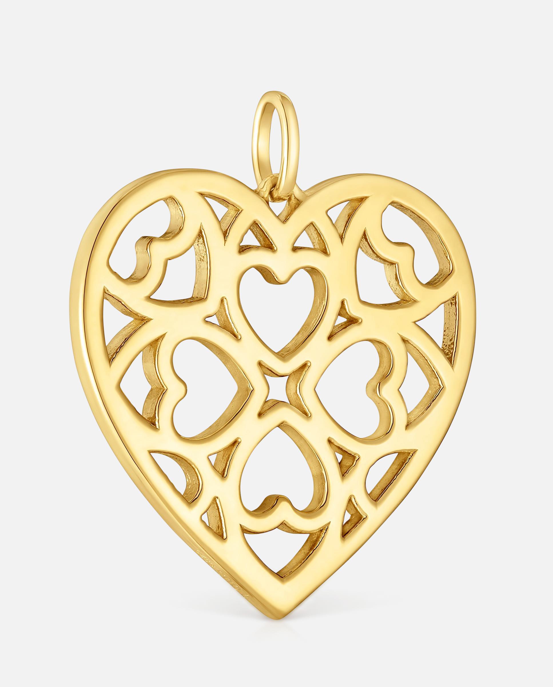 Pingente Medallions Coração Banhado em Ouro 18 kt sobre Prata Ouro-2