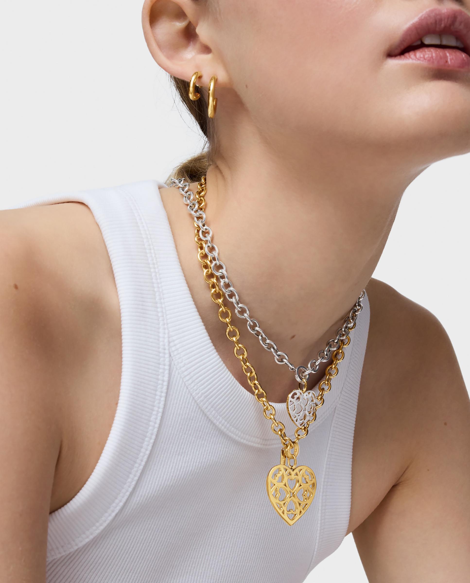 Pingente Medallions Coração Banhado em Ouro 18 kt sobre Prata Ouro-5