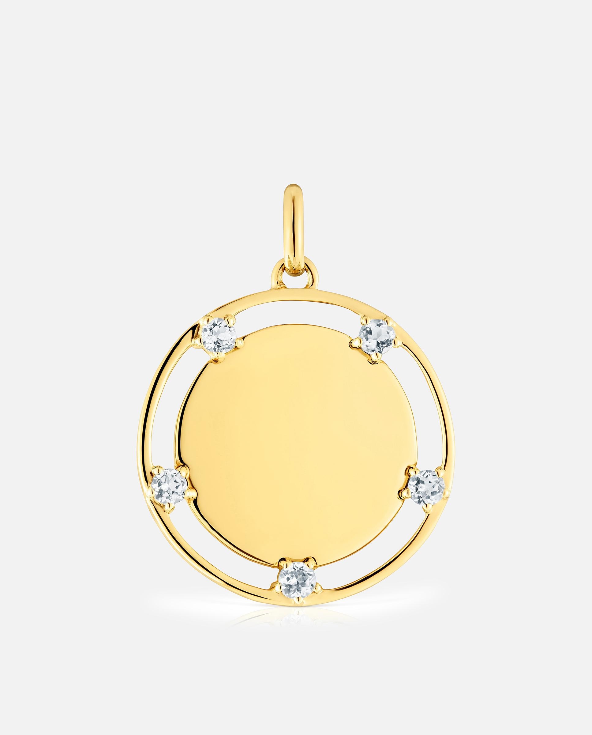 Pendente Basics Banhado em Ouro 18 Kt Sobre Prata e Topázios Branco-1