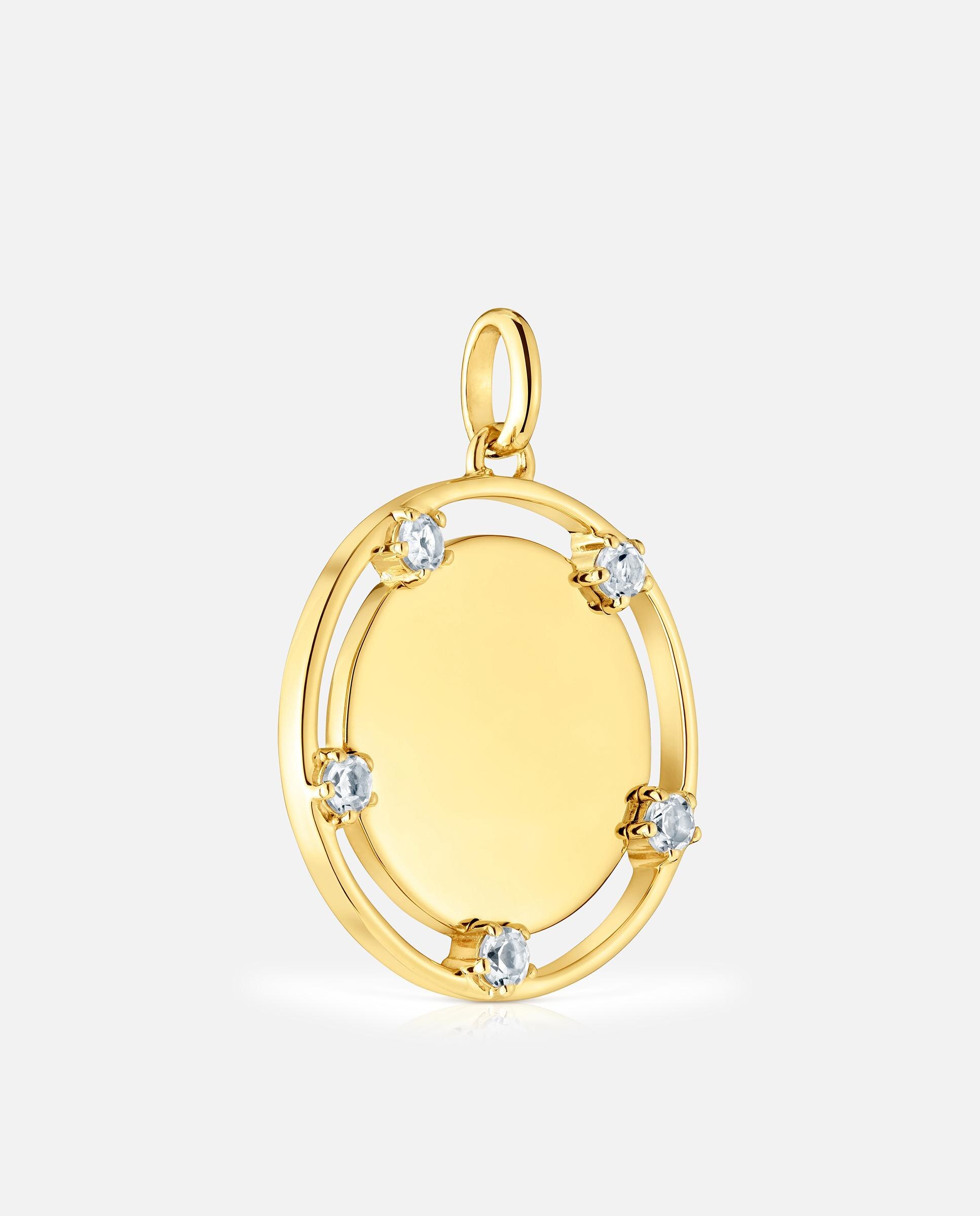 Pendente Basics Banhado em Ouro 18 Kt Sobre Prata e Topázios Branco-2