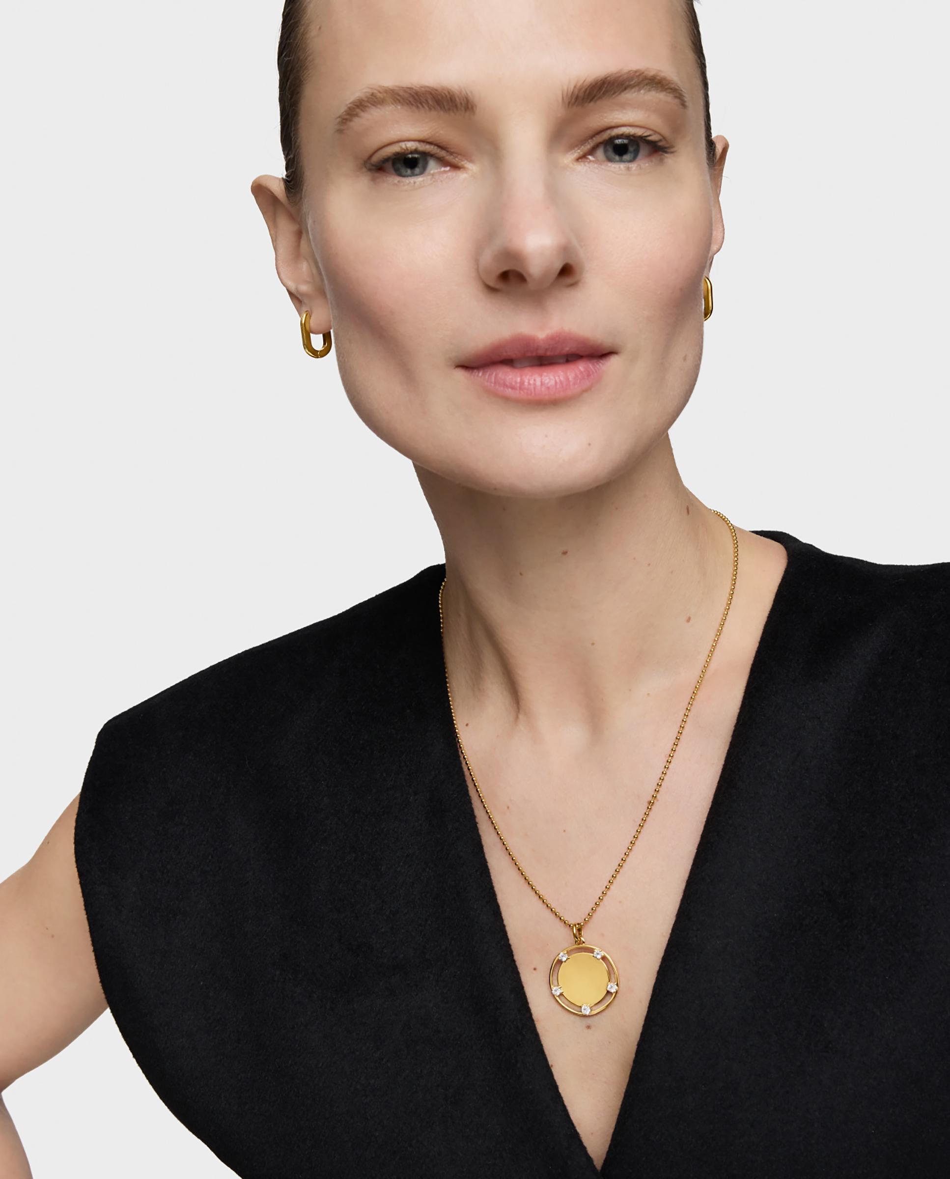 Pendente Basics Banhado em Ouro 18 Kt Sobre Prata e Topázios Branco-5