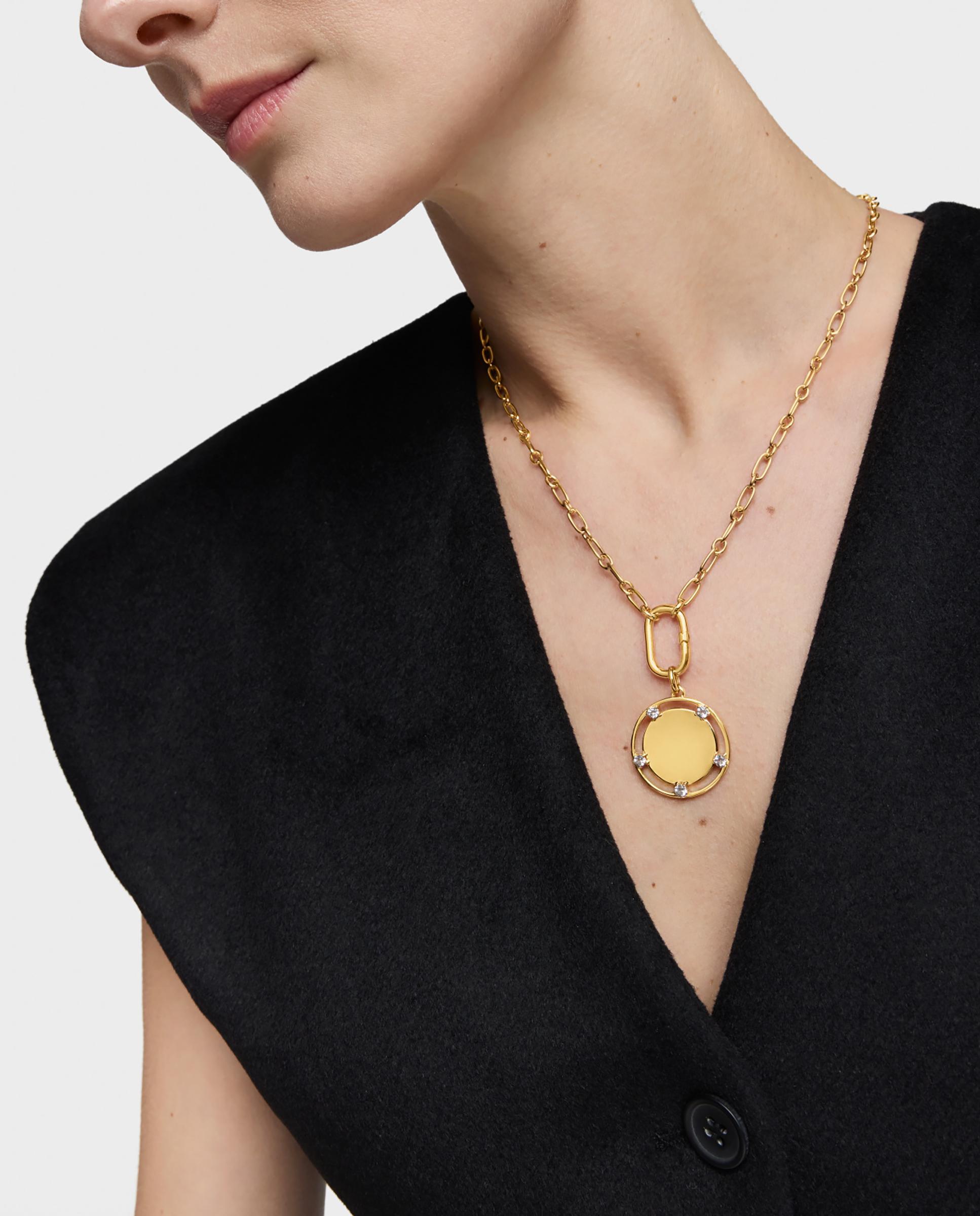 Pendente Basics Banhado em Ouro 18 Kt Sobre Prata e Topázios Branco-6