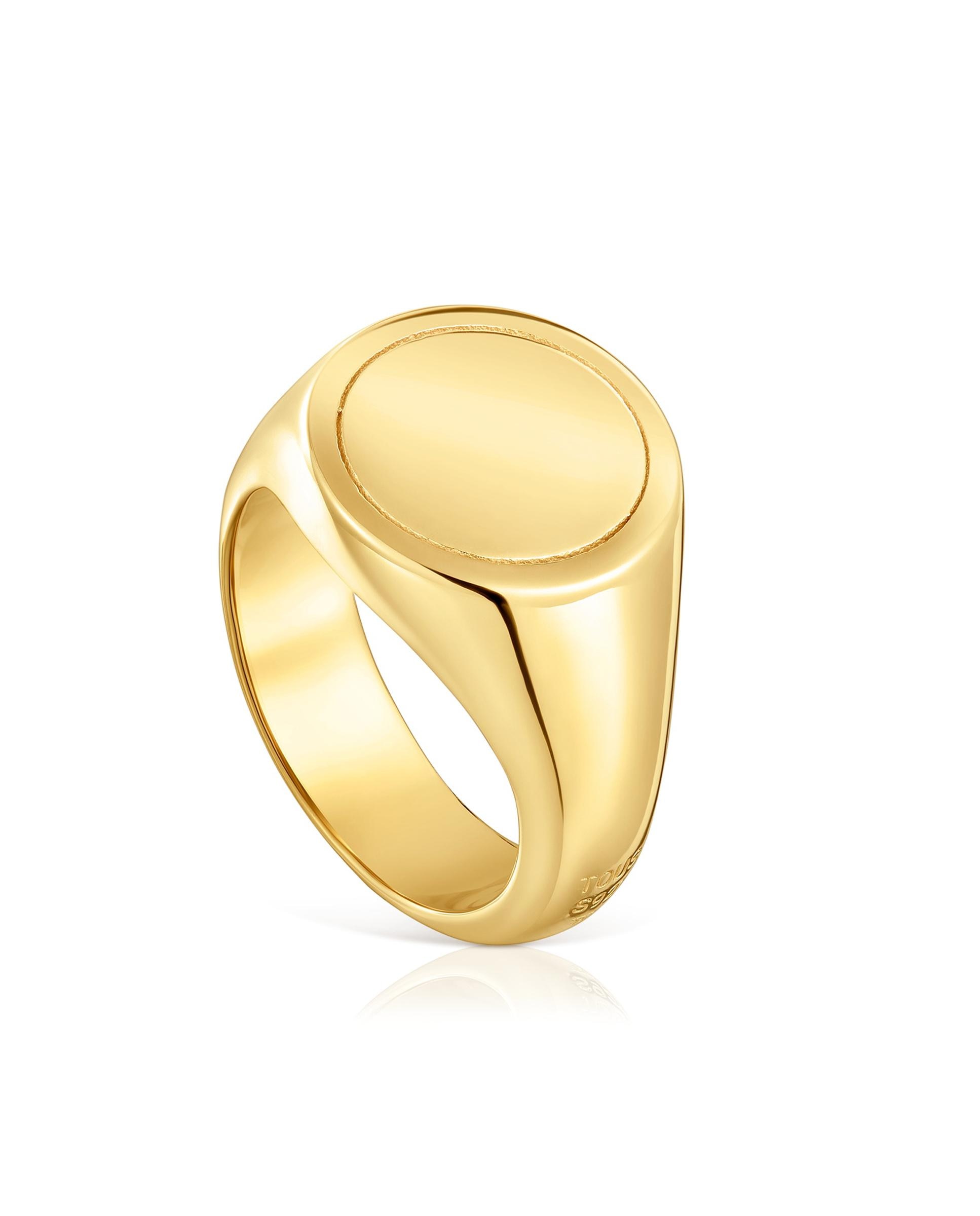 Anel Selo Basics Banhado a Ouro 18 Kt Sobre Prata 14 Mm Dourado-1