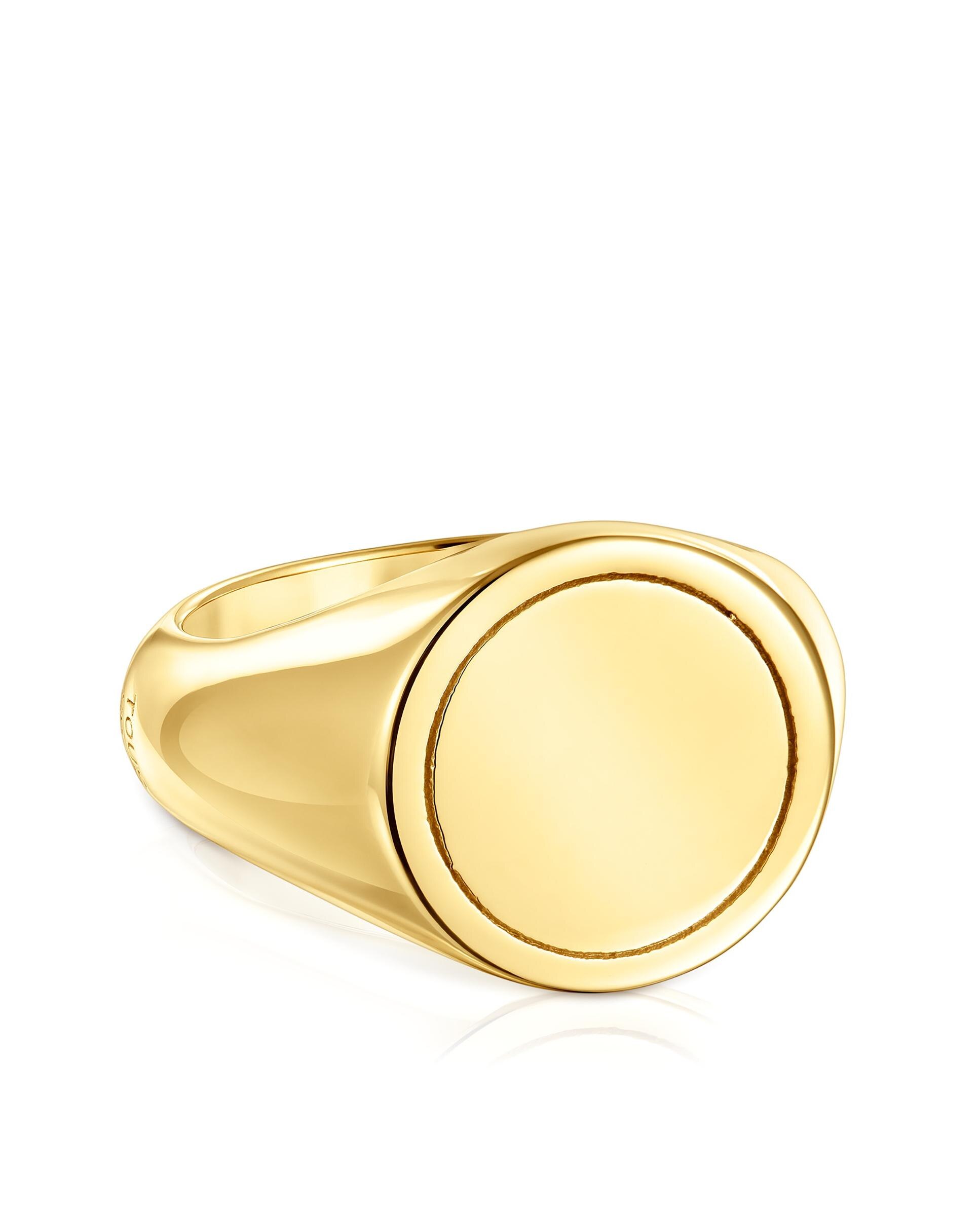 Anel Selo Basics Banhado a Ouro 18 Kt Sobre Prata 14 Mm Dourado-2