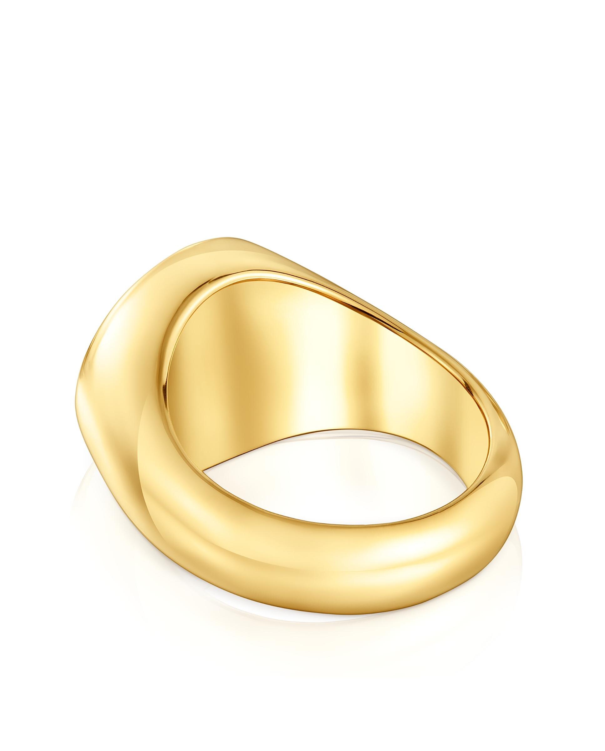 Anel Selo Basics Banhado a Ouro 18 Kt Sobre Prata 14 Mm Dourado-3