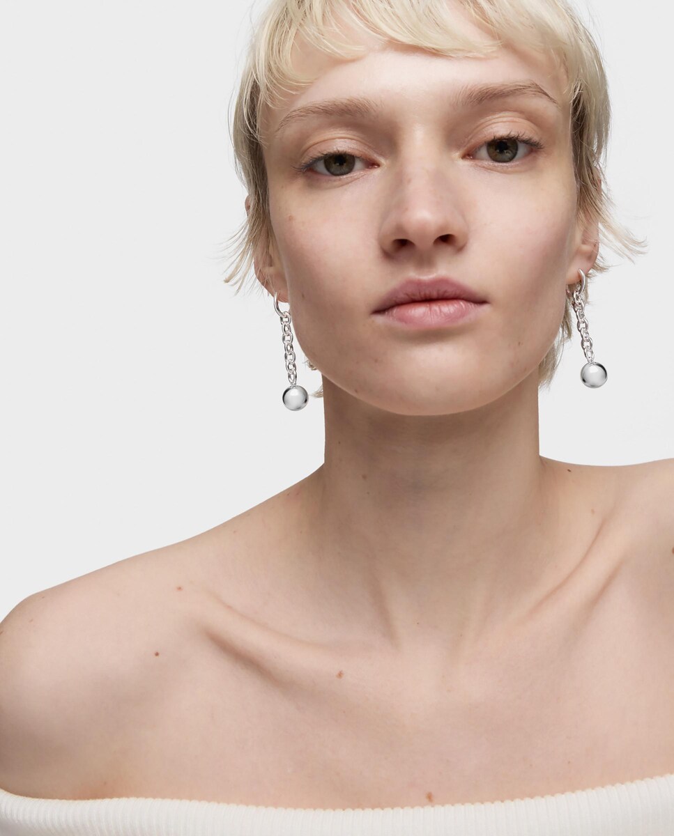 Brincos Compridos Plump de Prata Prateado-4