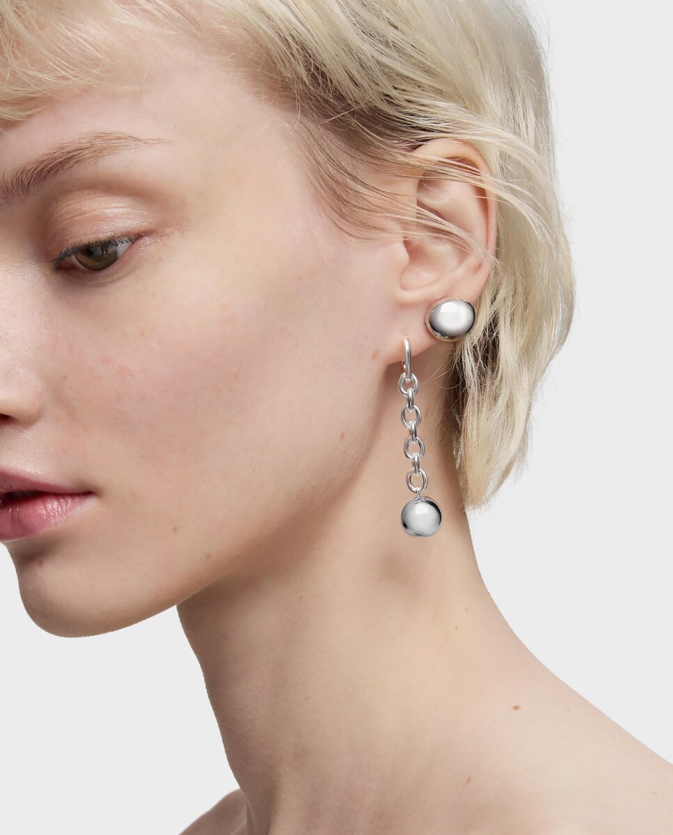 Brincos Compridos Plump de Prata Prateado-5