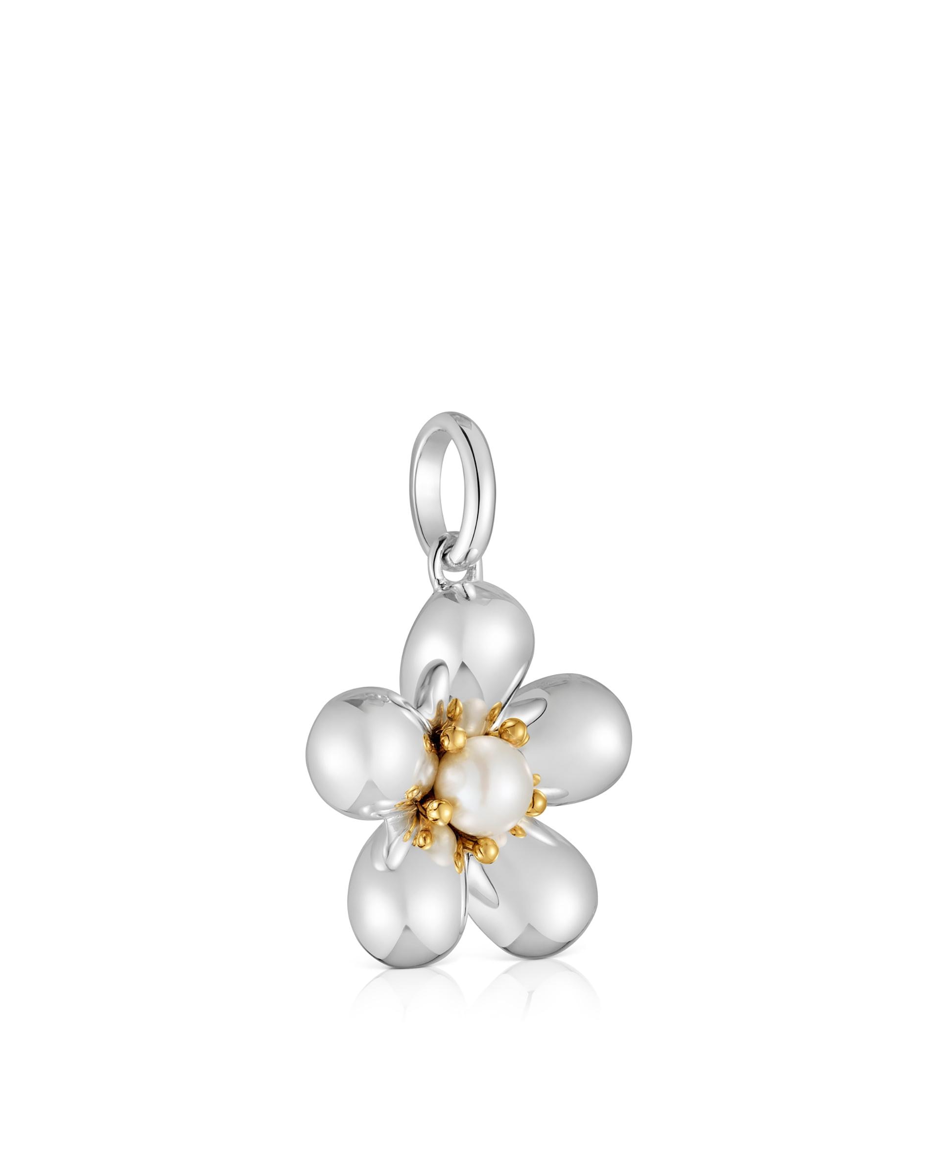 Pendente Daisy Flor Bicolor com Pérola Branco-2