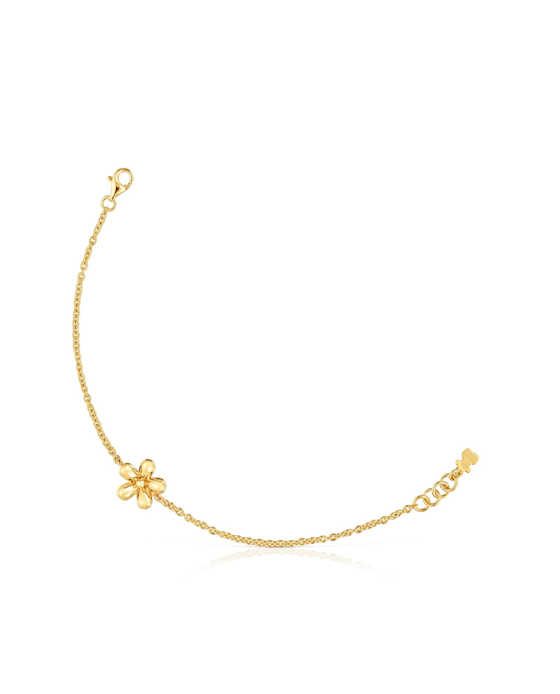 Imagem 0 de Pulseira Daisy com Corrente Banhada a Ouro de 18 Kt em Prata