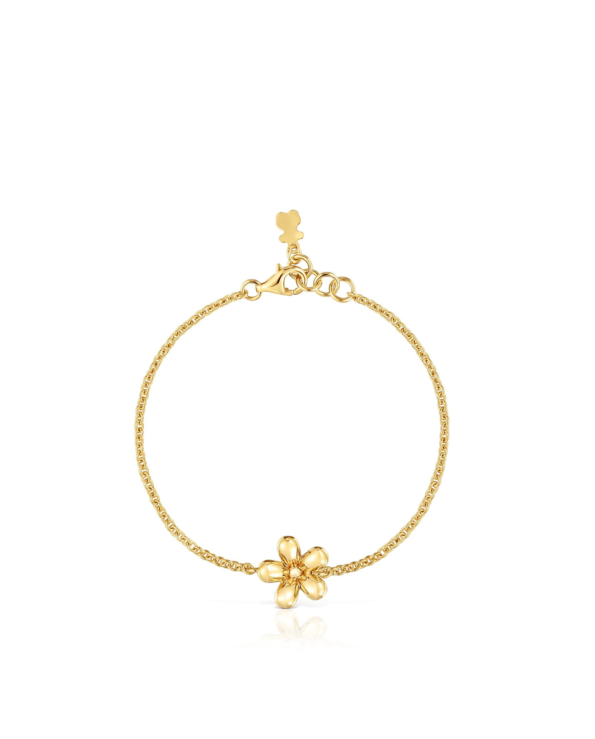 Pulseira de Corrente Daisy Banhada a Ouro de 18 Kt Sobre Prata Dourado-2