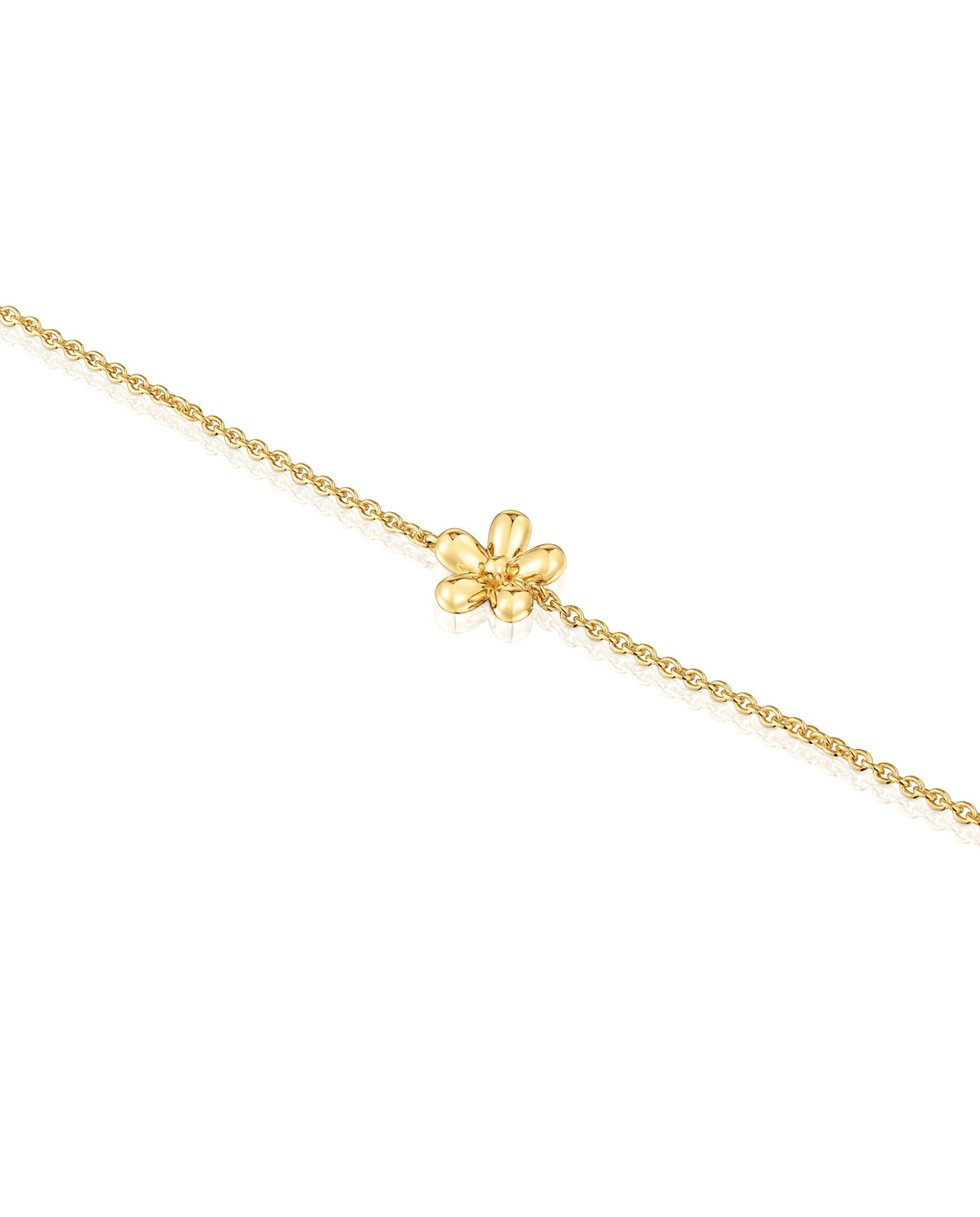Pulseira de Corrente Daisy Banhada a Ouro de 18 Kt Sobre Prata Dourado-3