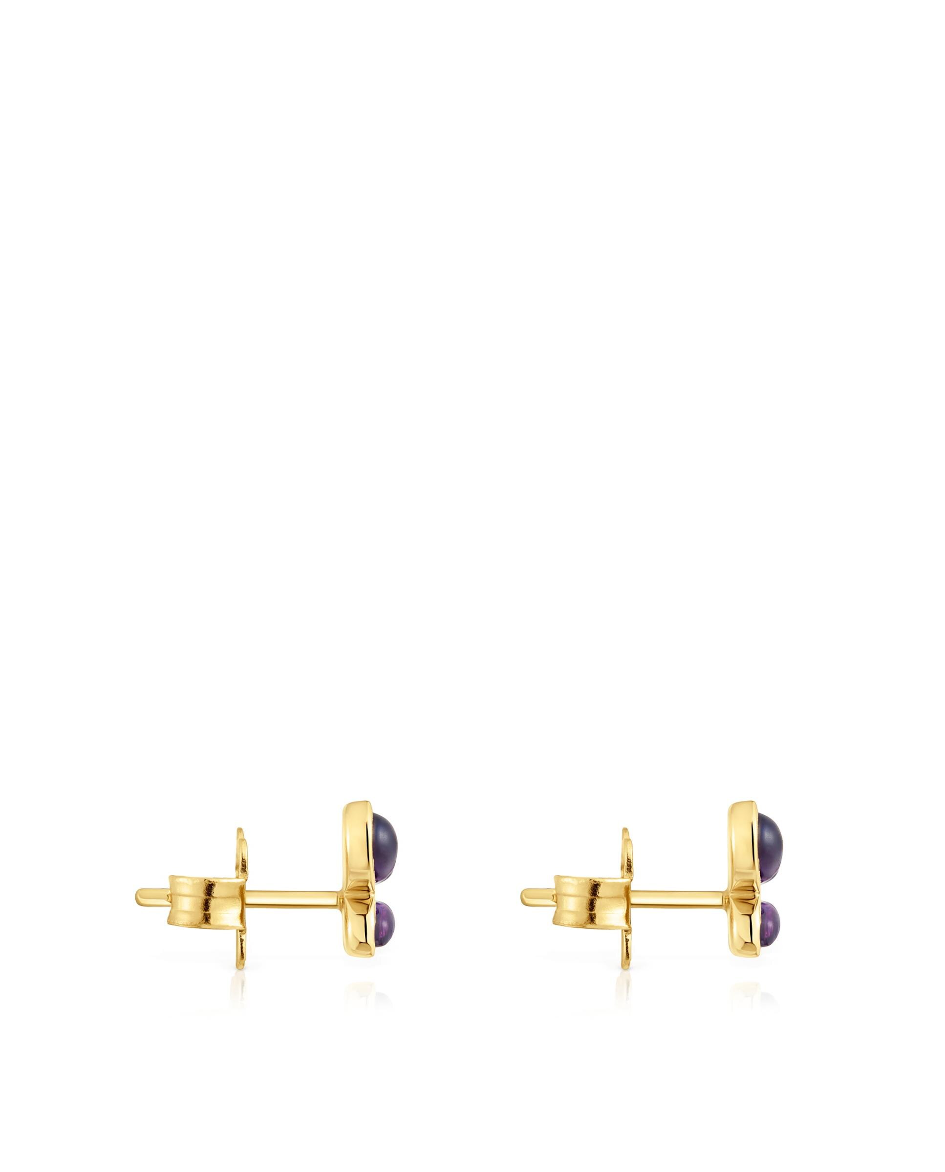 Brincos Daisy Banhados a Ouro de 18 Kt Sobre Prata e Ametista Roxo-2