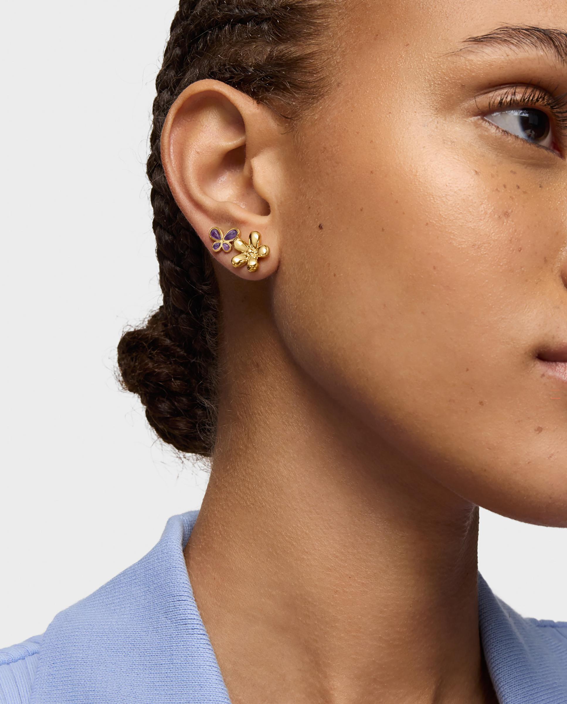 Brincos Daisy Banhados a Ouro de 18 Kt Sobre Prata e Ametista Roxo-5