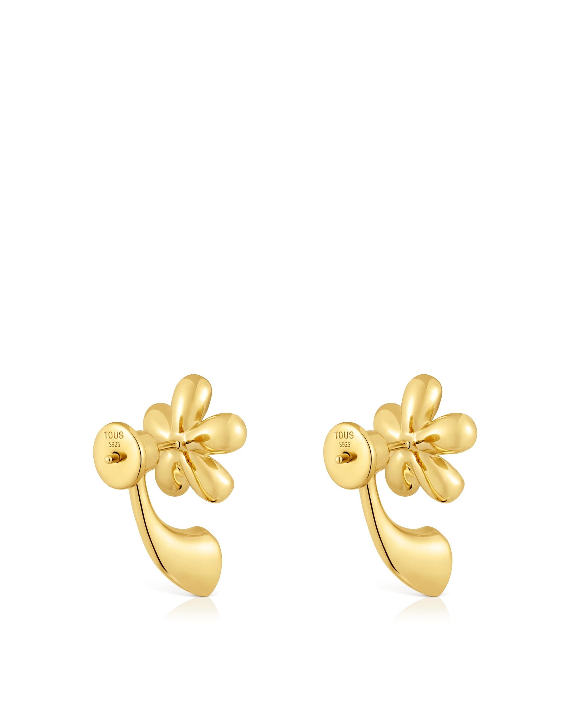 Brincos de Gota Daisy Flor Banhados a Ouro de 18 Kt Sobre Prata e Ametista Roxo-3