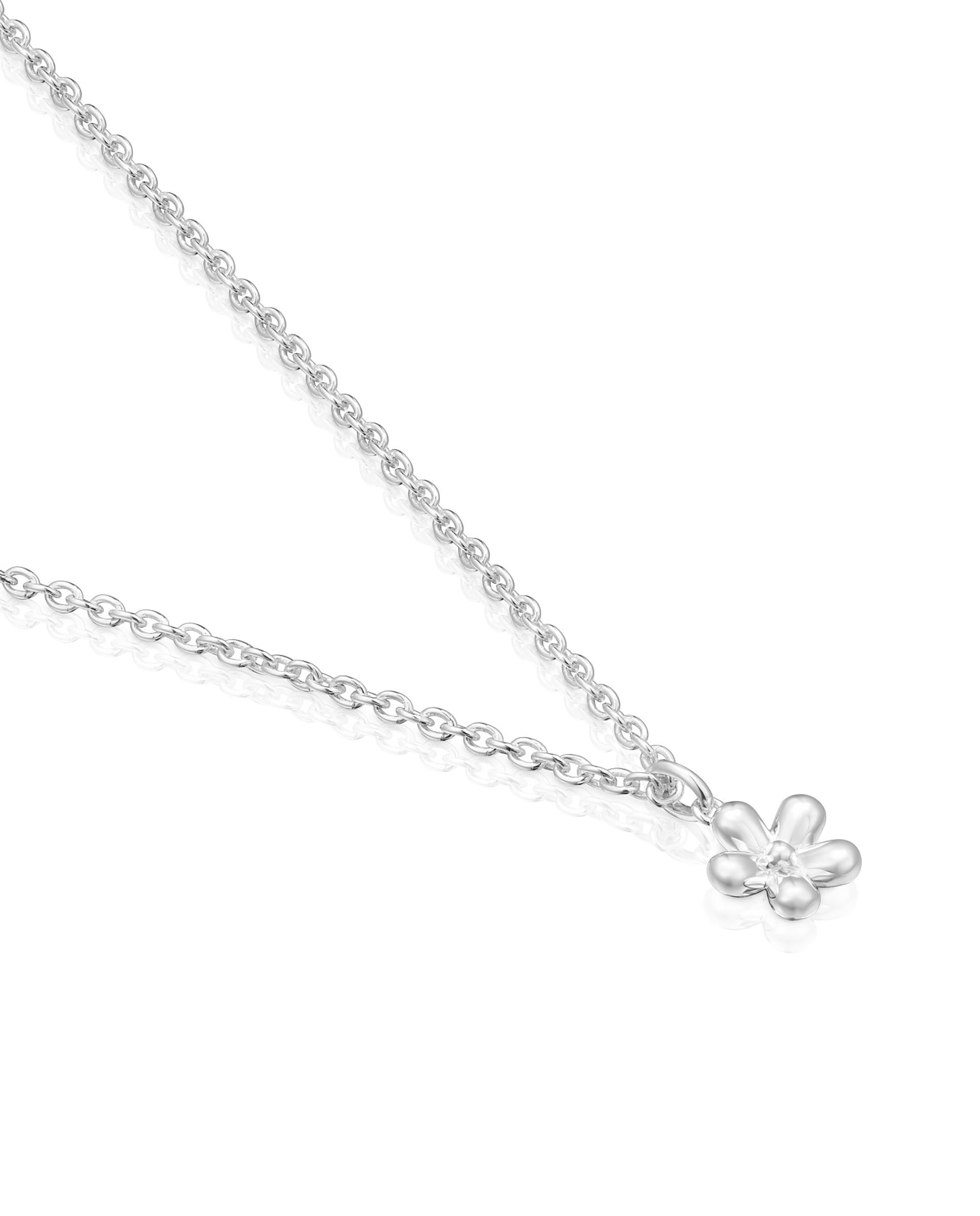 Corrente com Pendente Daisy Flor de Prata Prateado-2