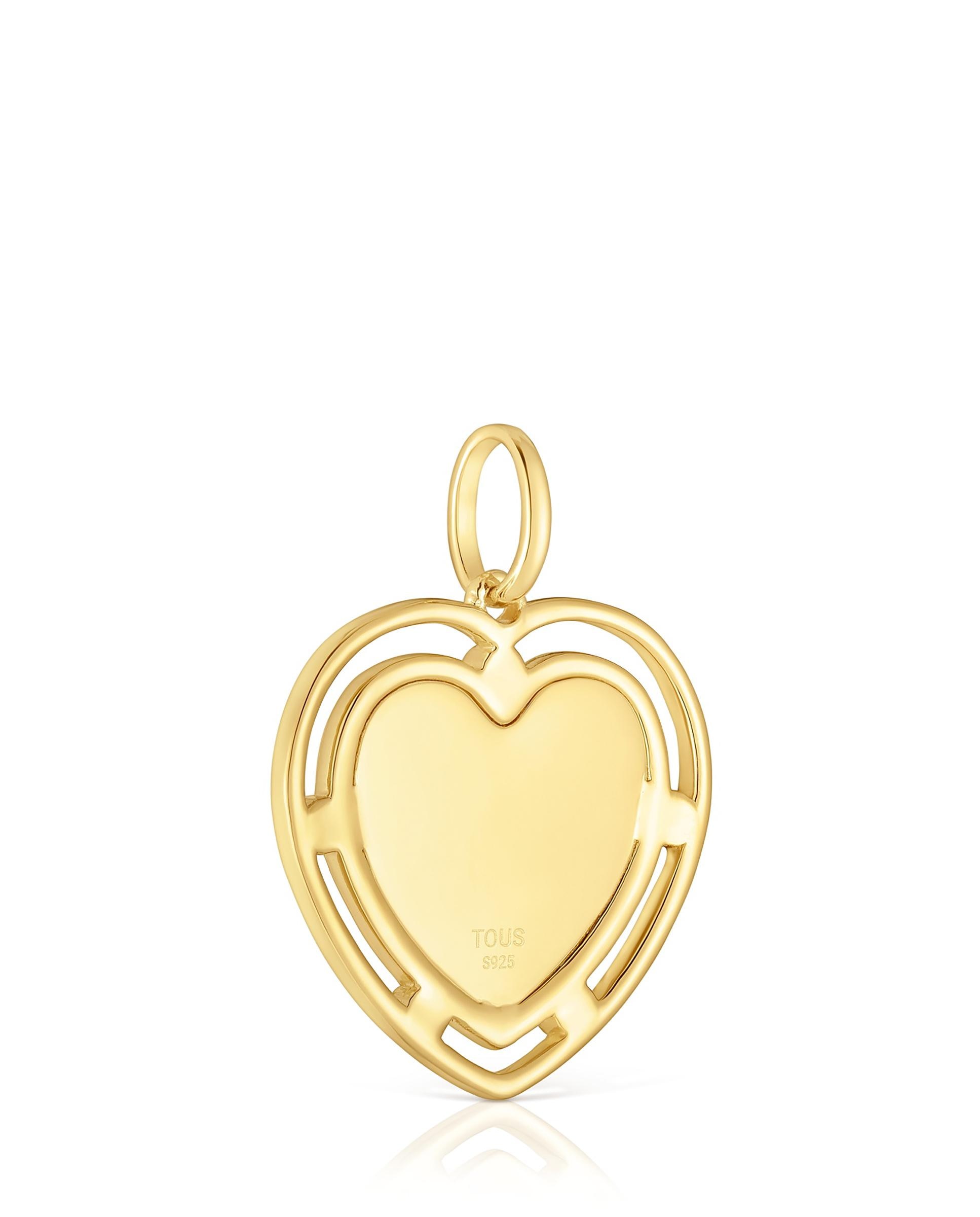 Pendente Medallions Coração Banhado em Ouro 18 Kt Sobre Prata e Topázios Branco-3