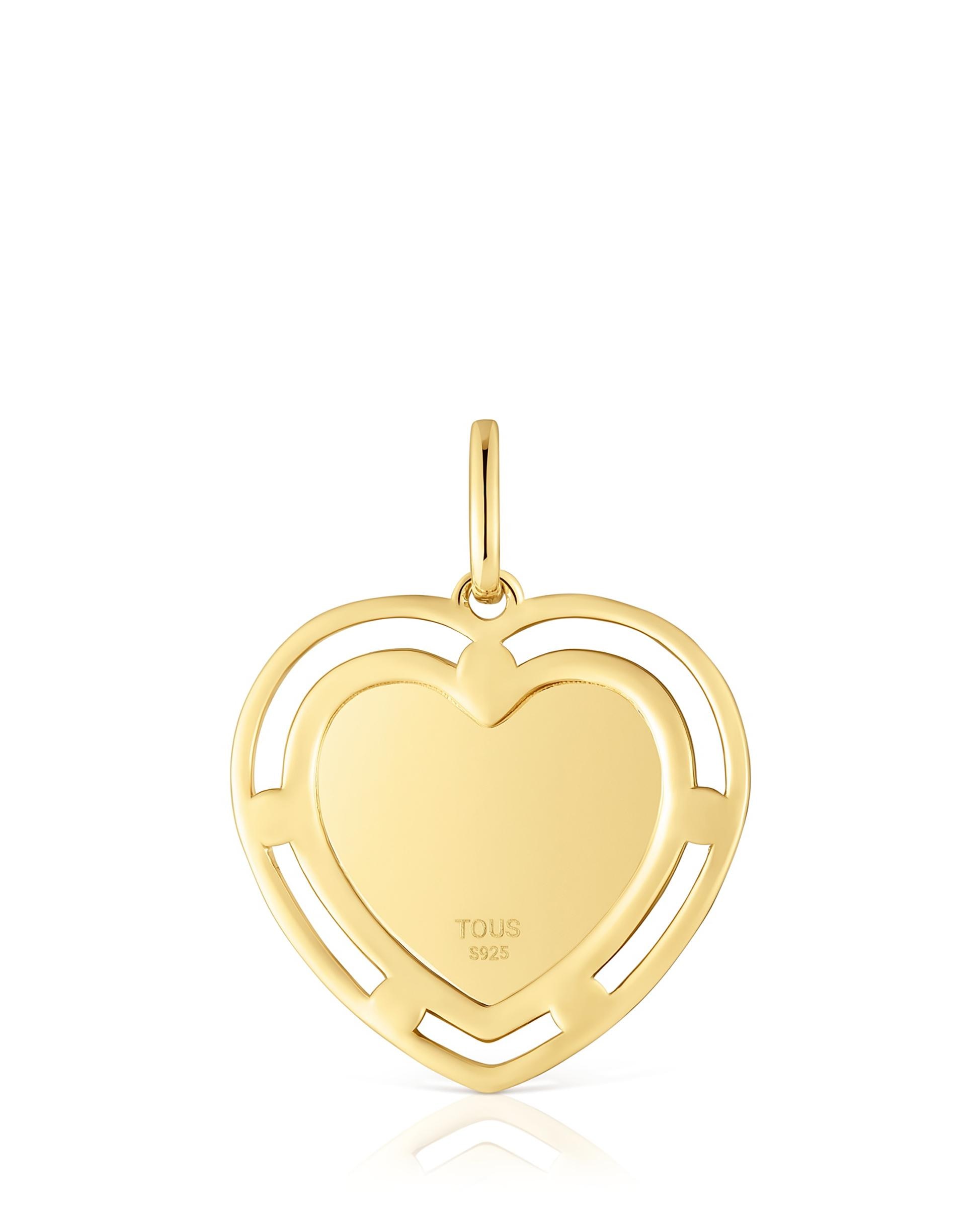 Pendente Medallions Coração Banhado em Ouro 18 Kt Sobre Prata e Topázios Branco-4