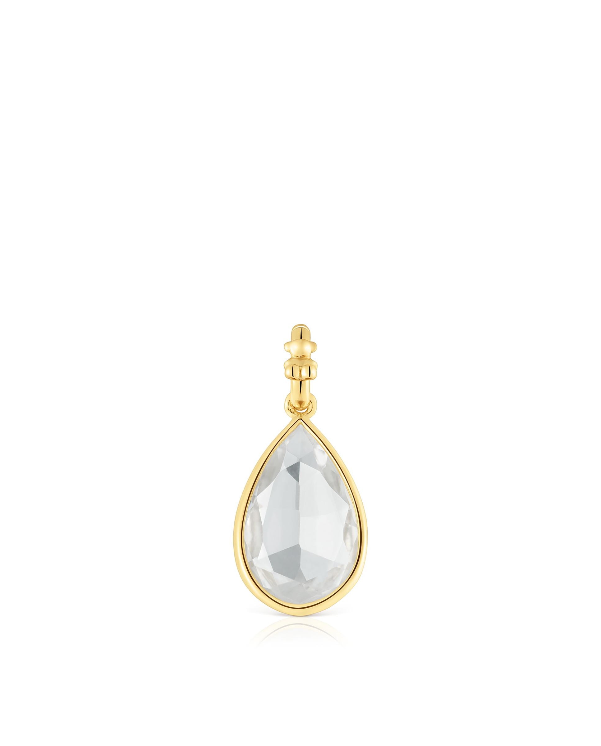 Pendente Medallions Pequeno Banhado em Ouro 18 Kt Sobre Prata com Cristal de Rocha Branco-1