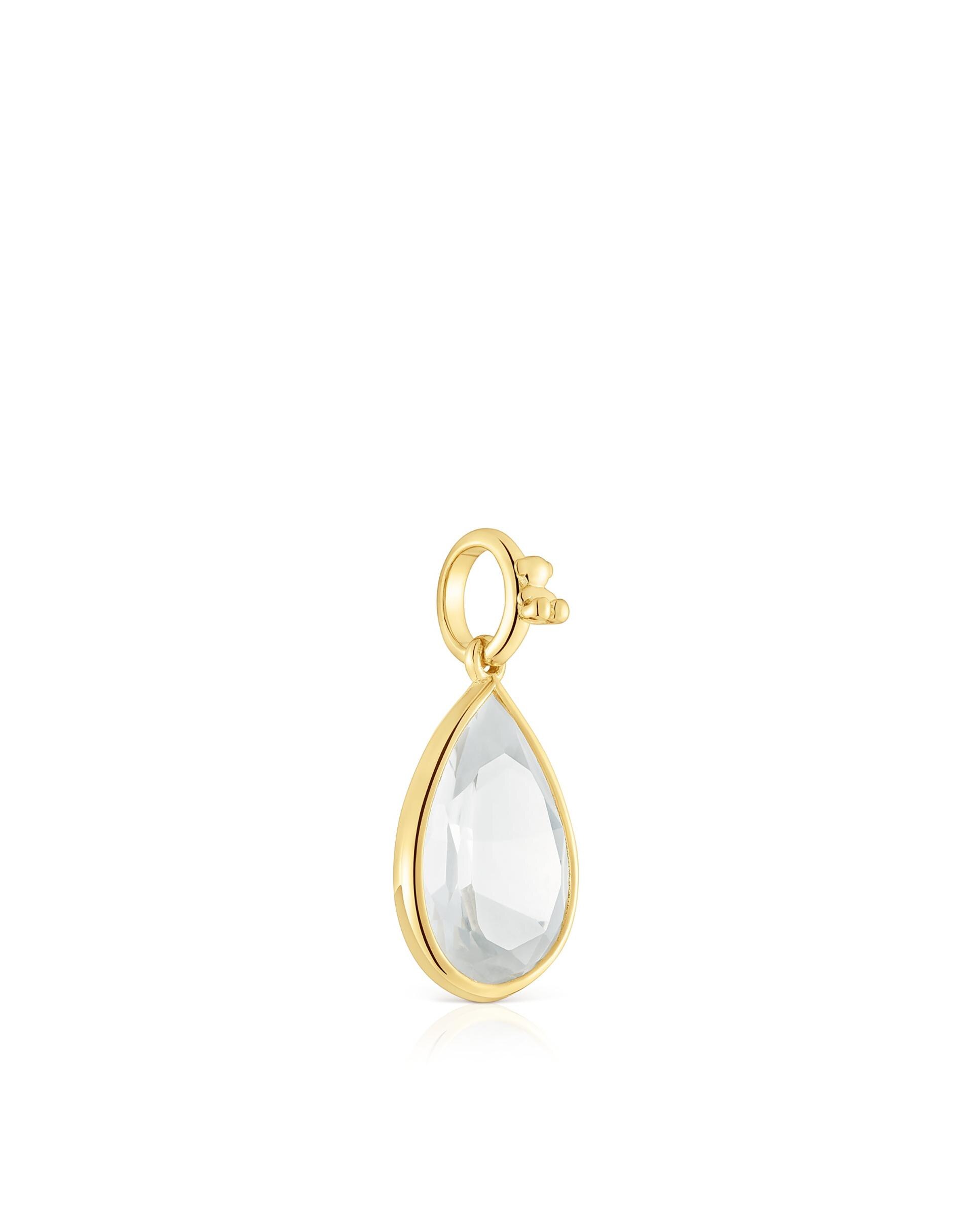 Pendente Medallions Pequeno Banhado em Ouro 18 Kt Sobre Prata com Cristal de Rocha Branco-2