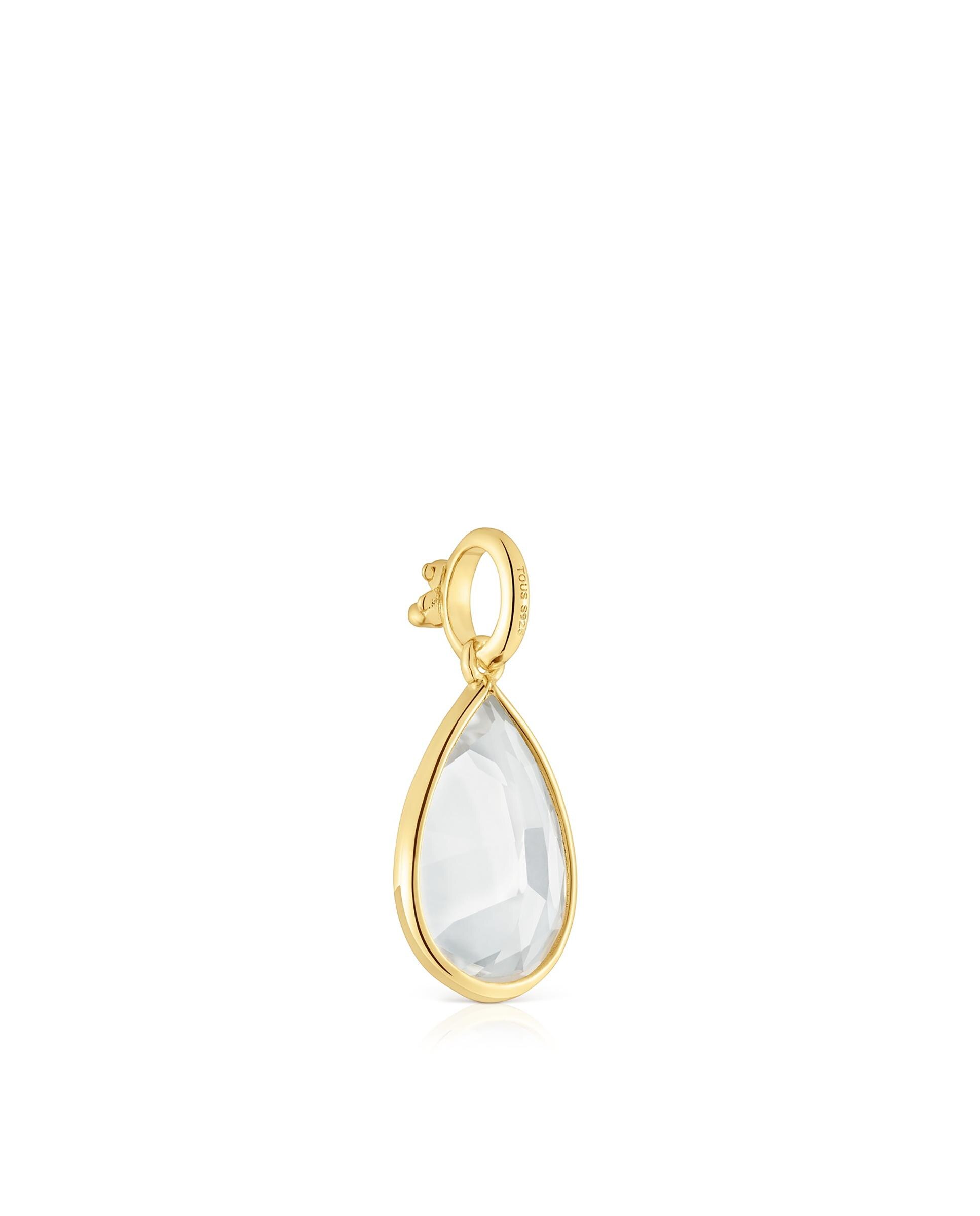 Pendente Medallions Pequeno Banhado em Ouro 18 Kt Sobre Prata com Cristal de Rocha Branco-4