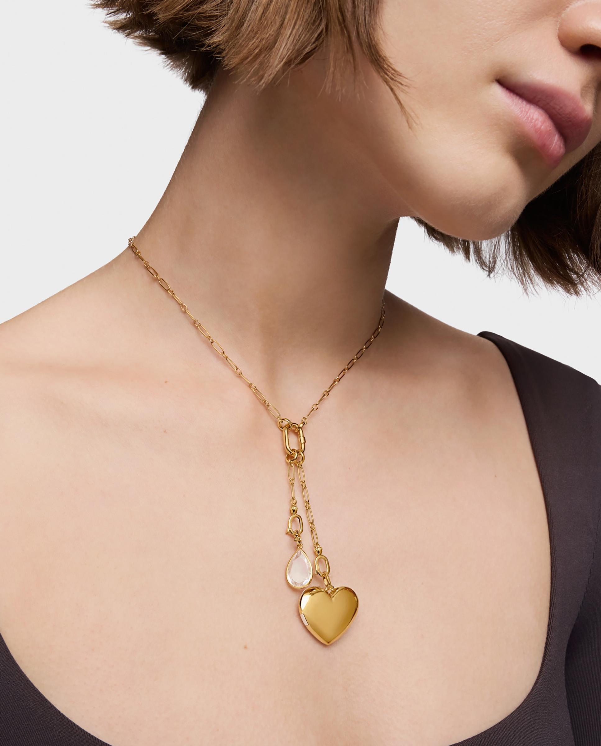 Pendente Medallions Pequeno Banhado em Ouro 18 Kt Sobre Prata com Cristal de Rocha Branco-5