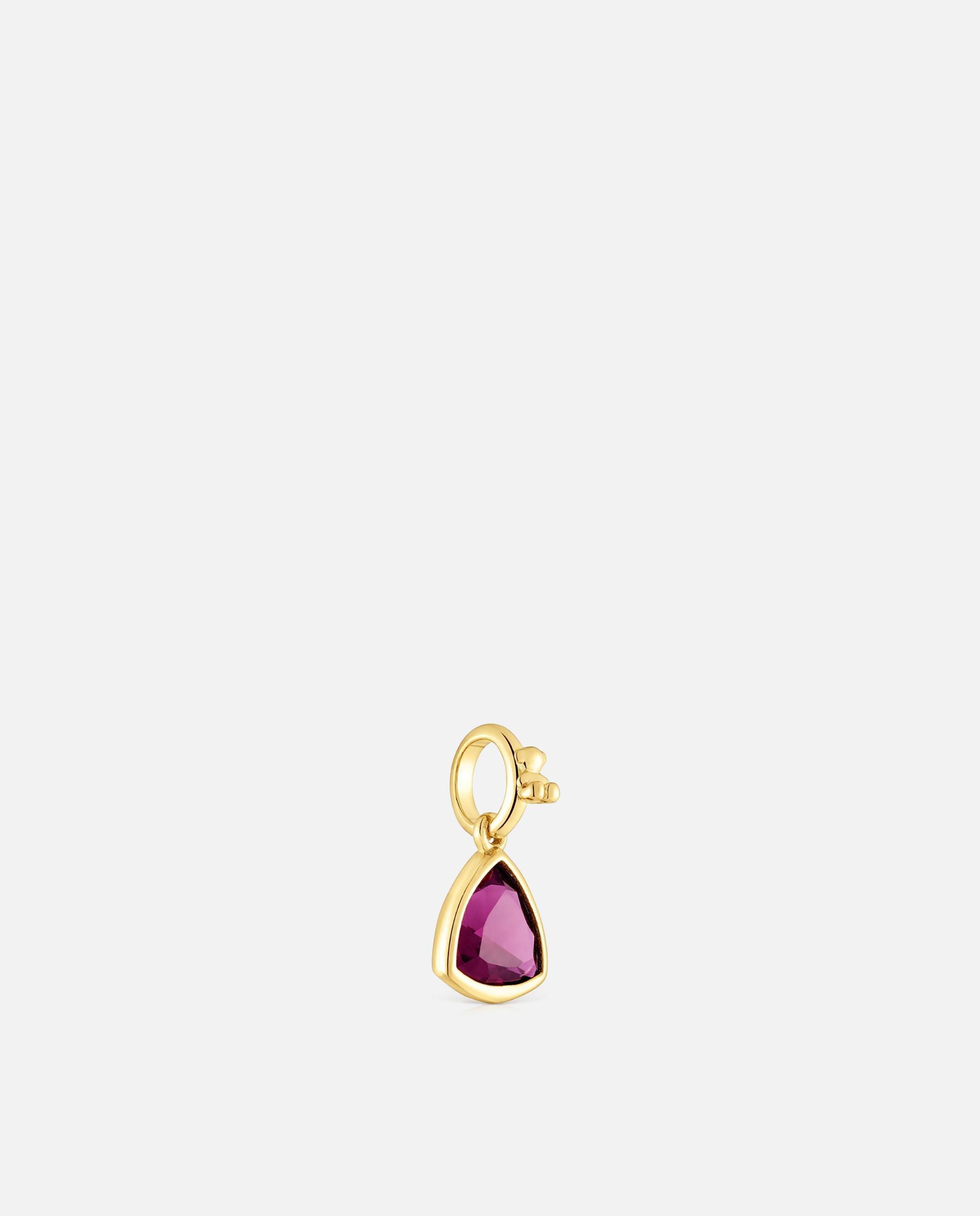 Pendente Medallions Pequeno Banhado em Ouro 18 Kt Sobre Prata com Rodolita Vermelho-2