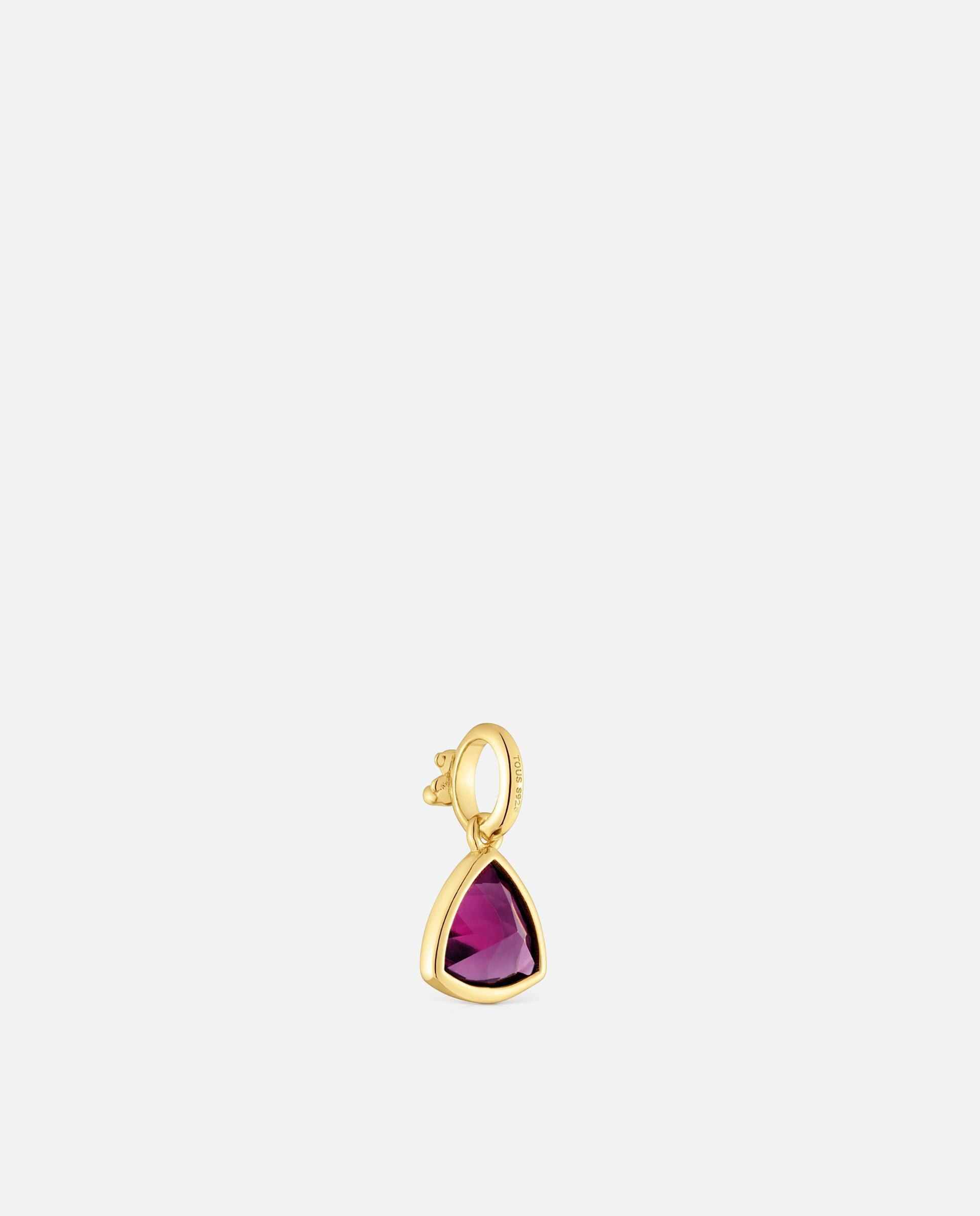 Pendente Medallions Pequeno Banhado em Ouro 18 Kt Sobre Prata com Rodolita Vermelho-3