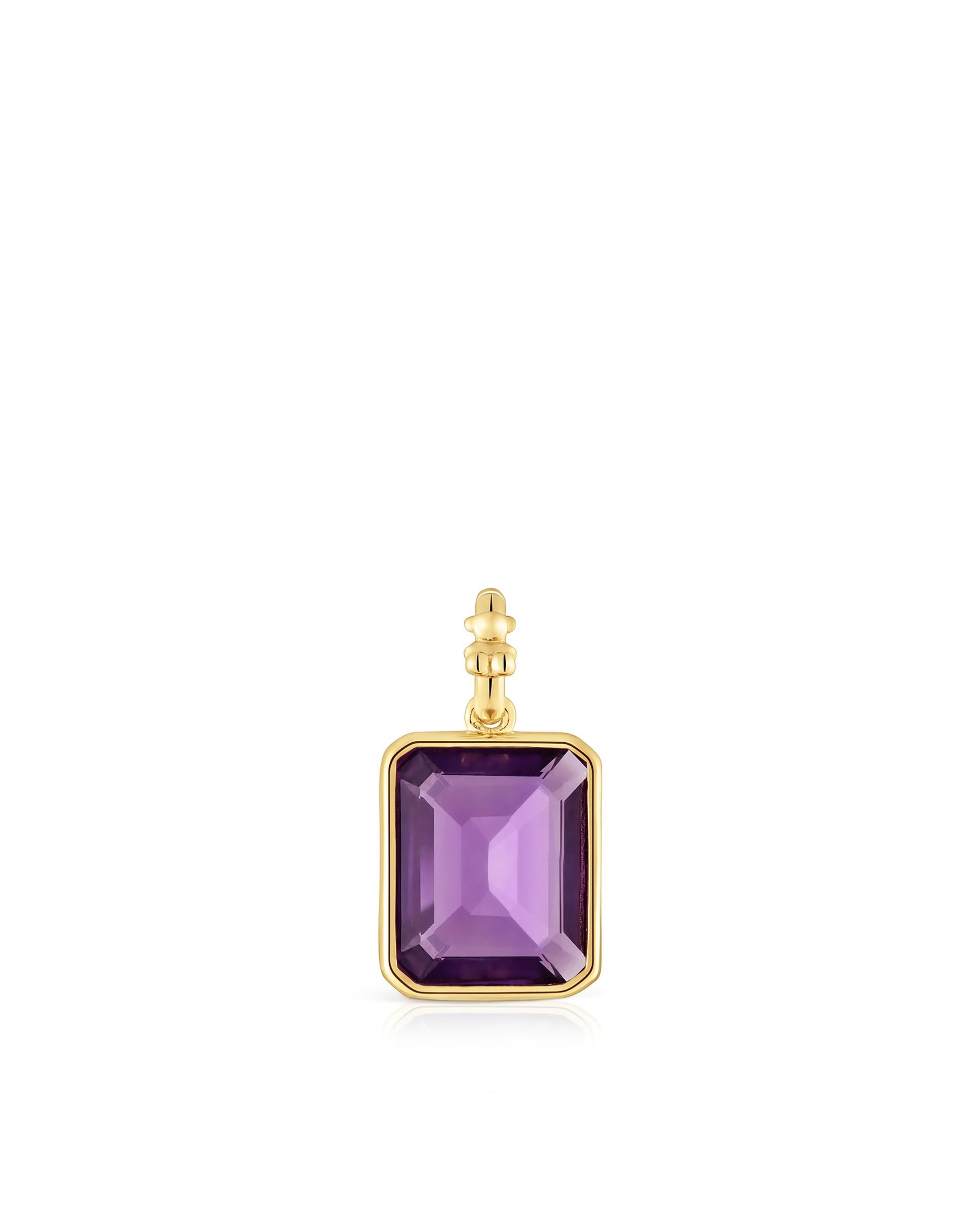 Pendente Medallions Pequeno Banhado em Ouro 18 Kt Sobre Prata com Ametista Roxo-1