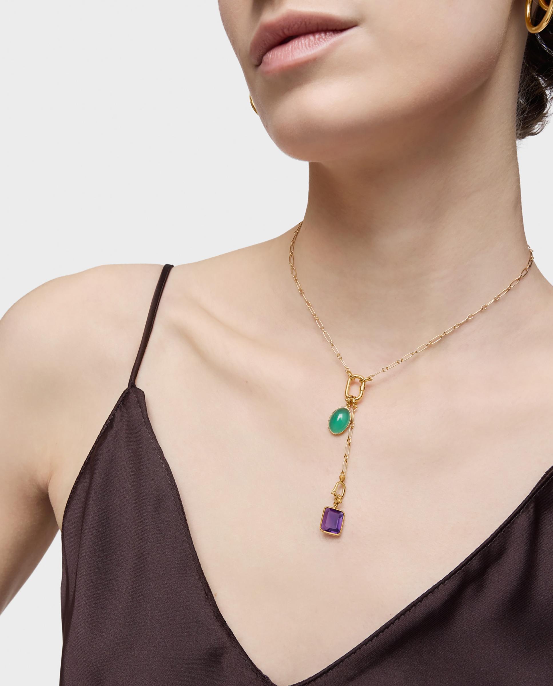 Pendente Medallions Pequeno Banhado em Ouro 18 Kt Sobre Prata com Ametista Roxo-5