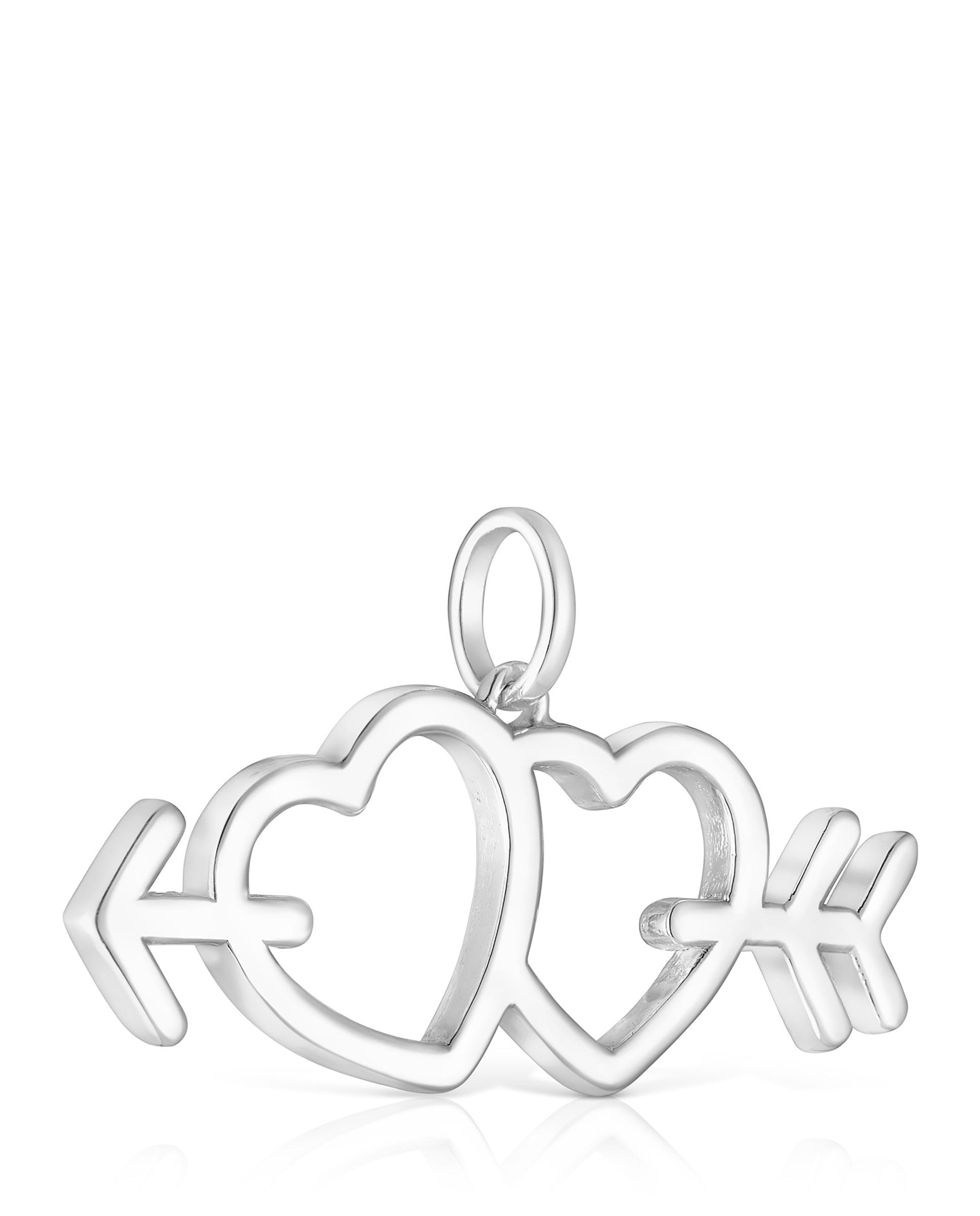 Pendente Medallions de Prata com Flecha e Coração Prateado-1