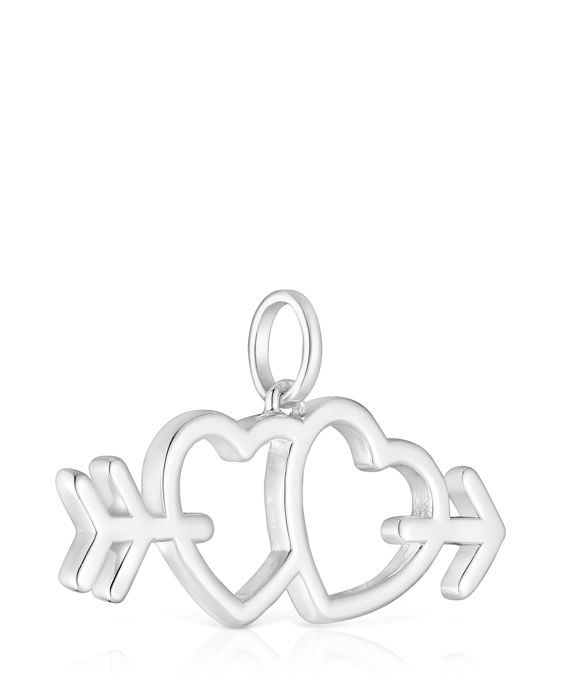 Pendente Medallions de Prata com Flecha e Coração Prateado-3