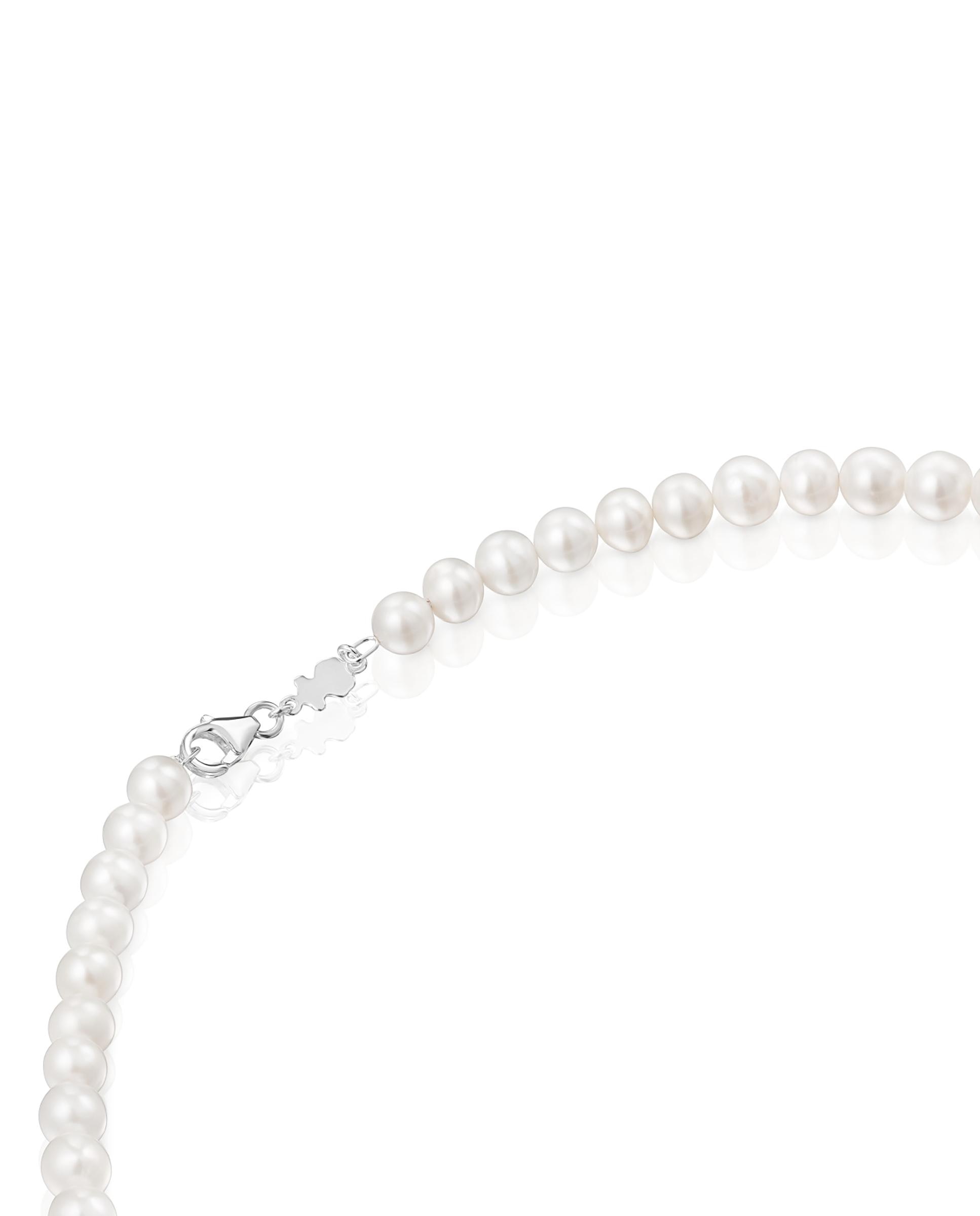 Choker Curto Daisy Bicolor e Pérolas Branco-3