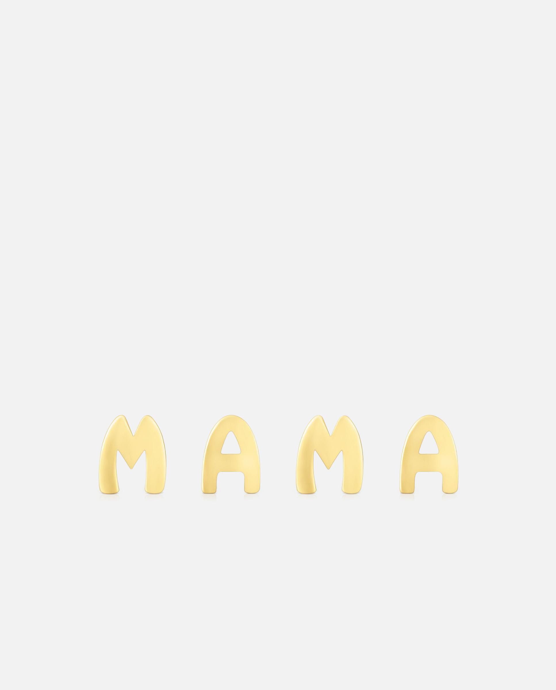 Pendente de Quatro Letras Mama Banhada em Ouro 18 Kt Sobre Prata Dourado-1