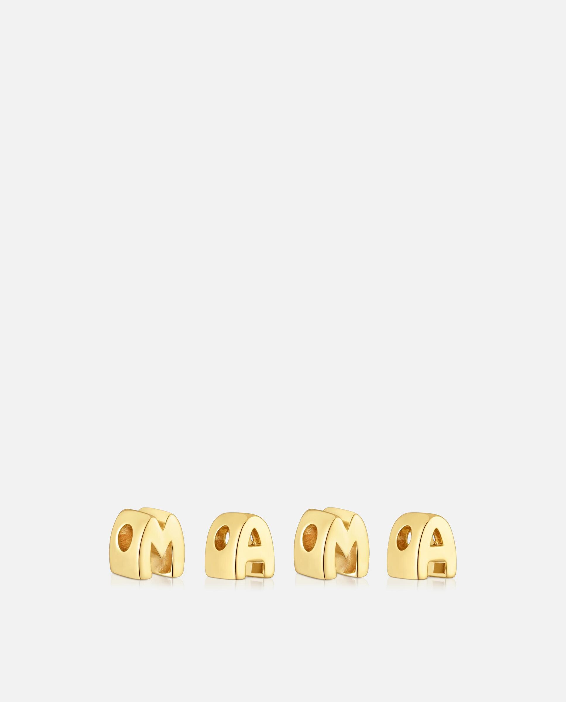 Pendente de Quatro Letras Mama Banhada em Ouro 18 Kt Sobre Prata Dourado-2