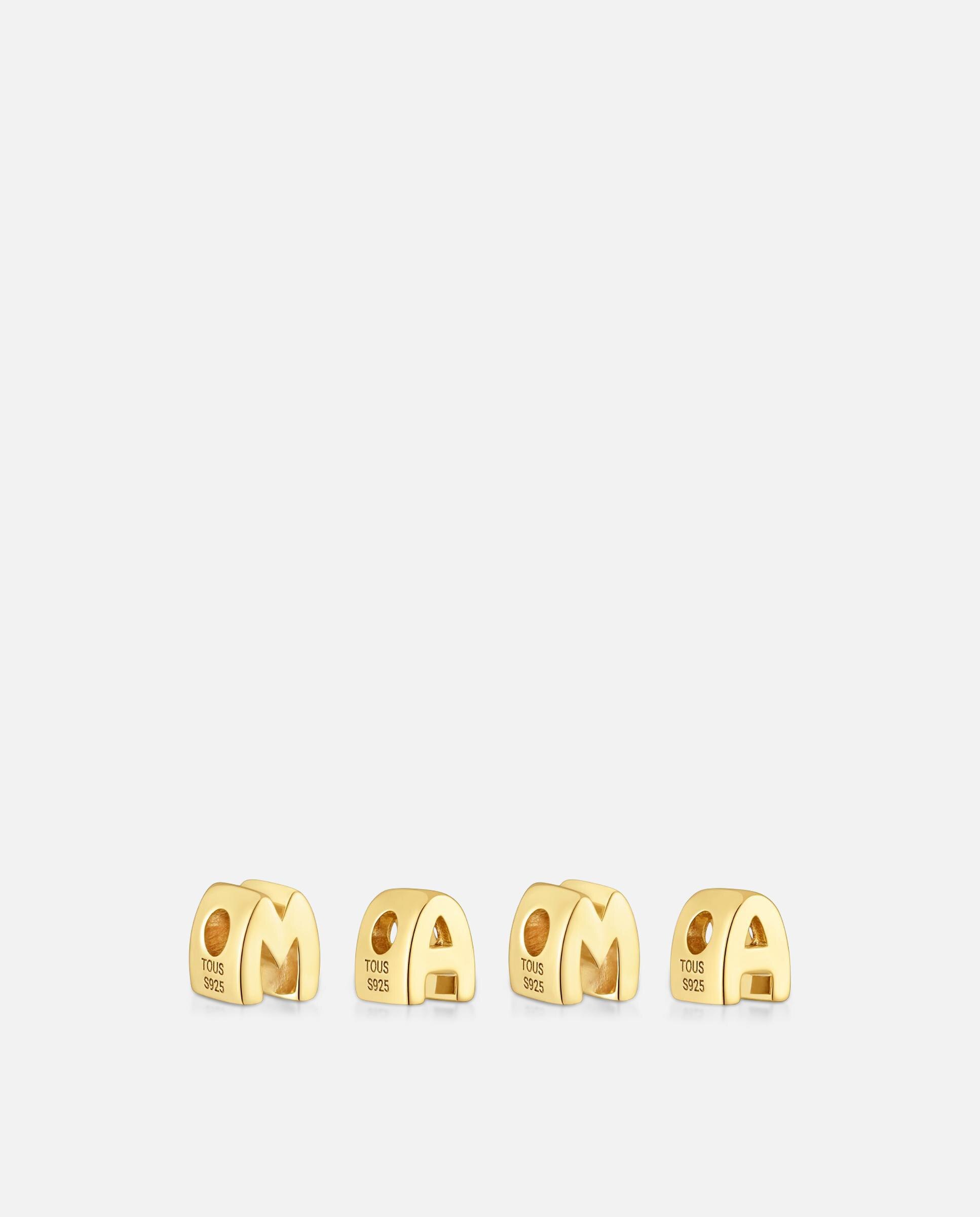 Pendente de Quatro Letras Mama Banhada em Ouro 18 Kt Sobre Prata Dourado-3