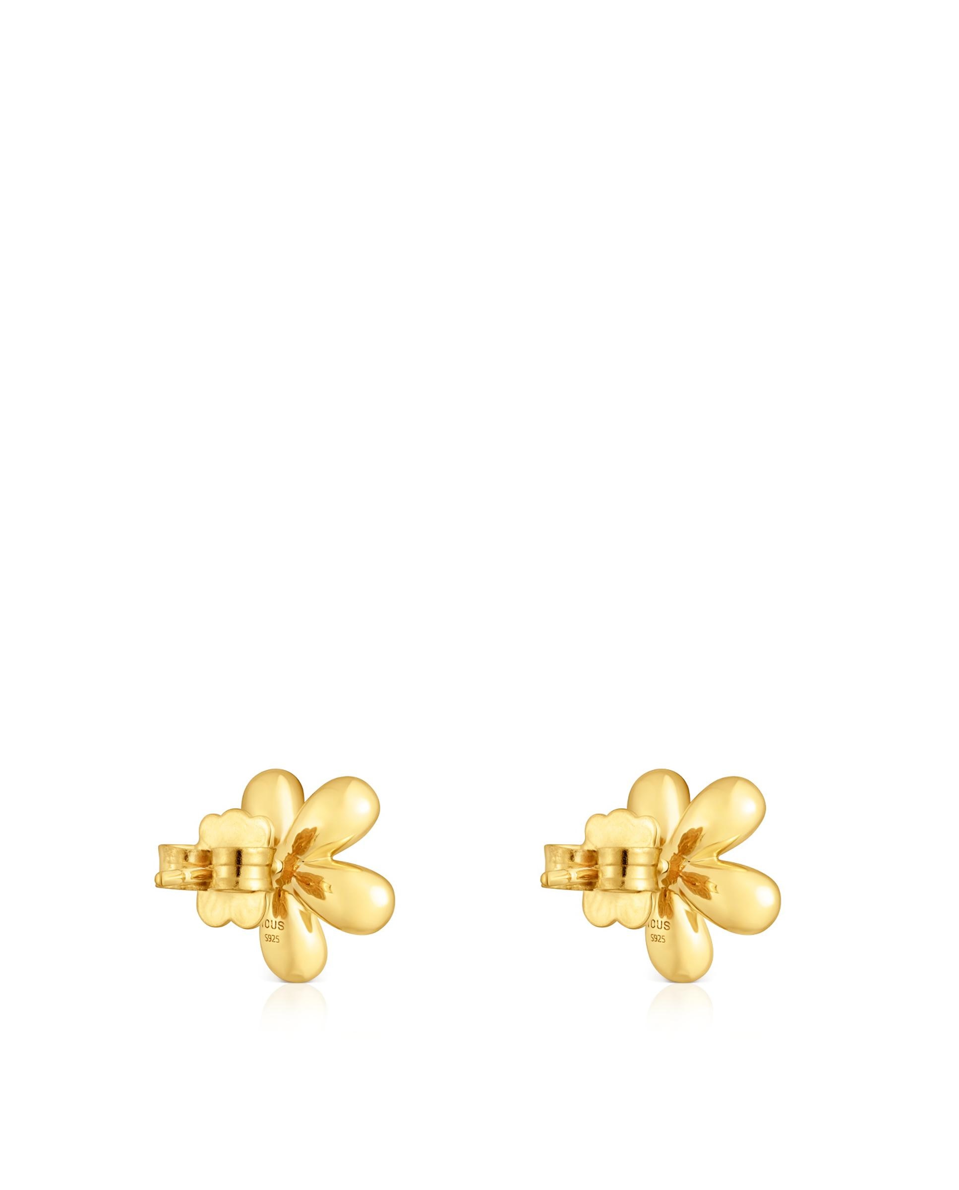 Brincos Daisy Flor Banhados a Ouro de 18 Kt Sobre Prata Dourado-3