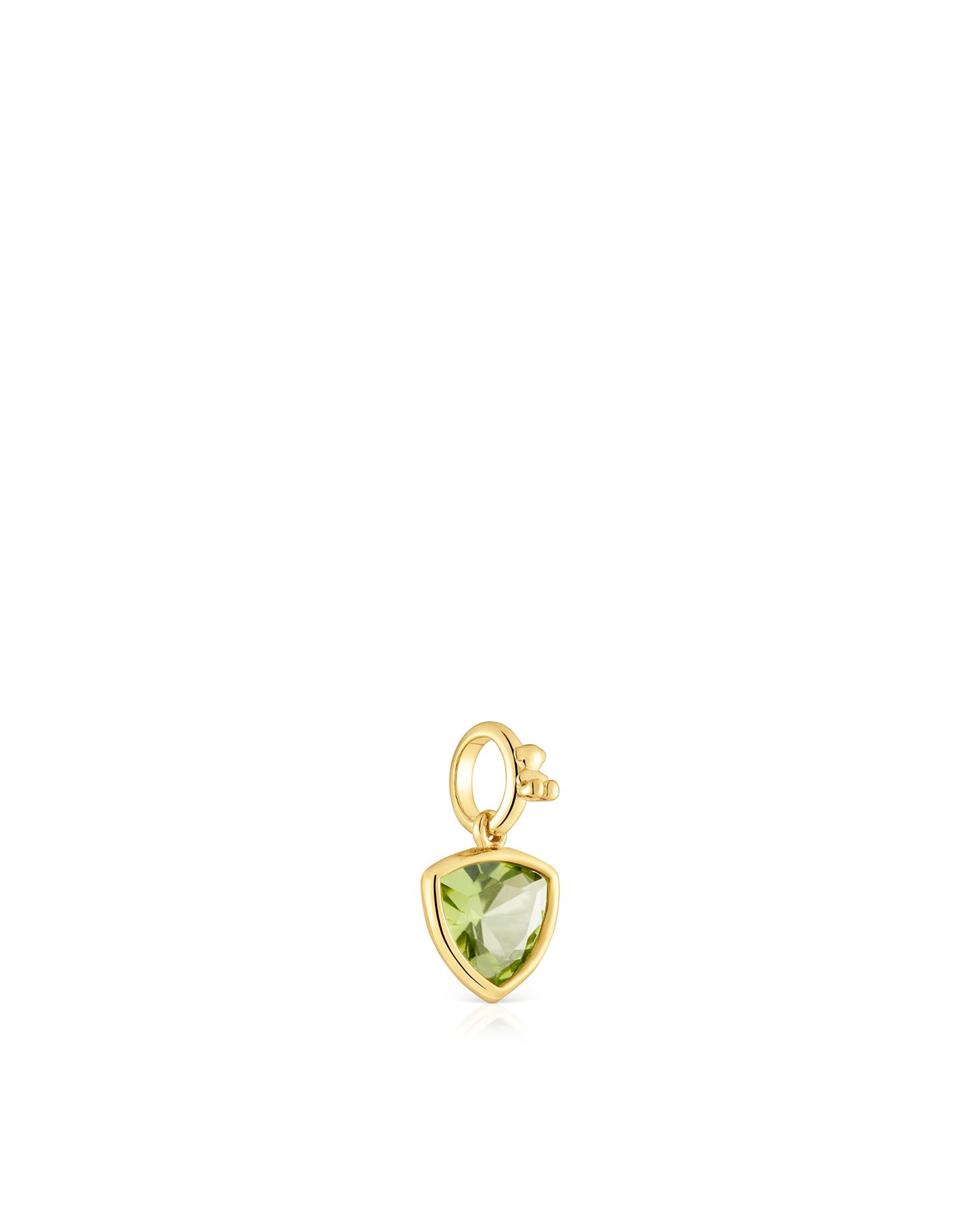 Pendente Medallions Pequeno Banhado em Ouro 18 Kt Sobre Prata com Peridoto Verde-2