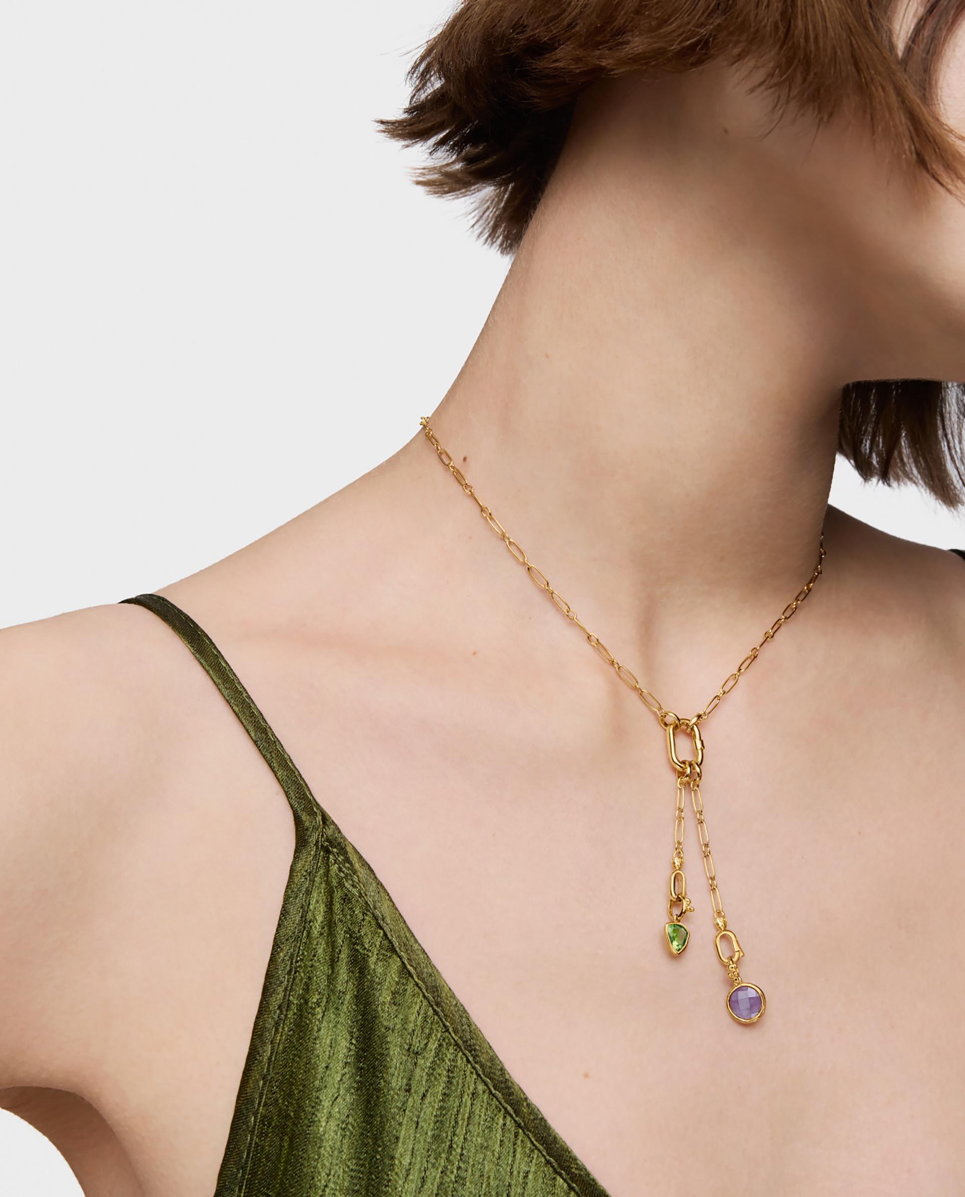 Pendente Medallions Pequeno Banhado em Ouro 18 Kt Sobre Prata com Peridoto Verde-5