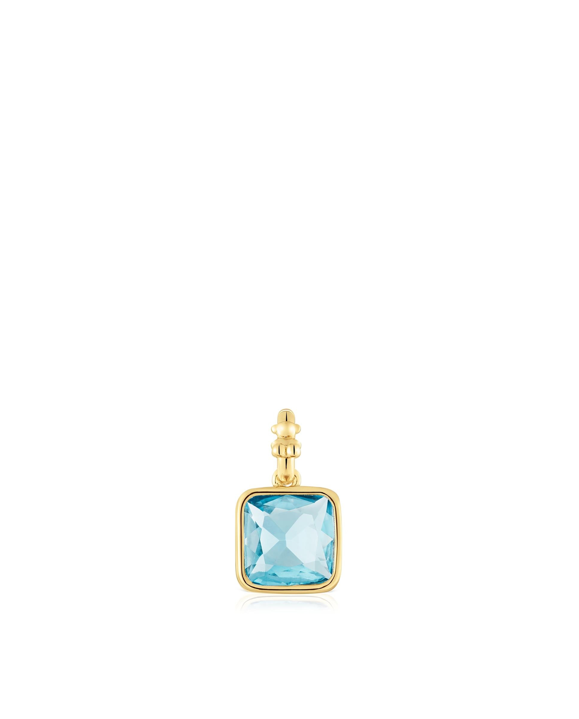Pendente Medallions Pequeno Banhado em Ouro 18 Kt Sobre Prata com Topázio Azul-1
