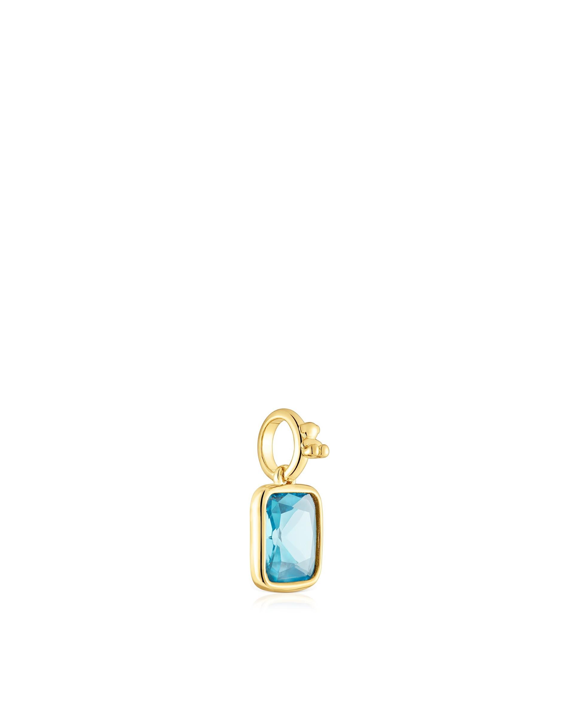 Pendente Medallions Pequeno Banhado em Ouro 18 Kt Sobre Prata com Topázio Azul-2